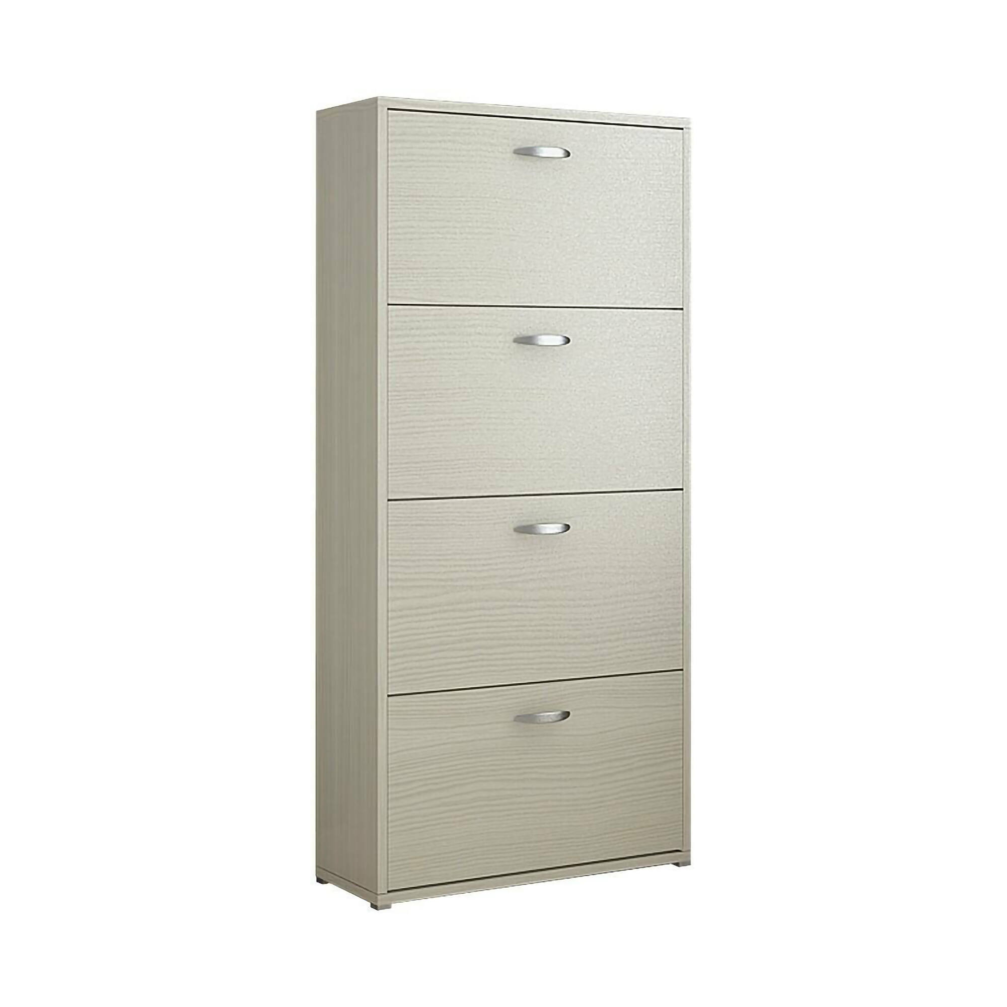 Scarpiera Dmora Samar 5 Ante - Portascarpe Salvaspazio 73x15x180 Cm, Bianco, Made In Italy, Multiuso Per Ingresso E Corridoio