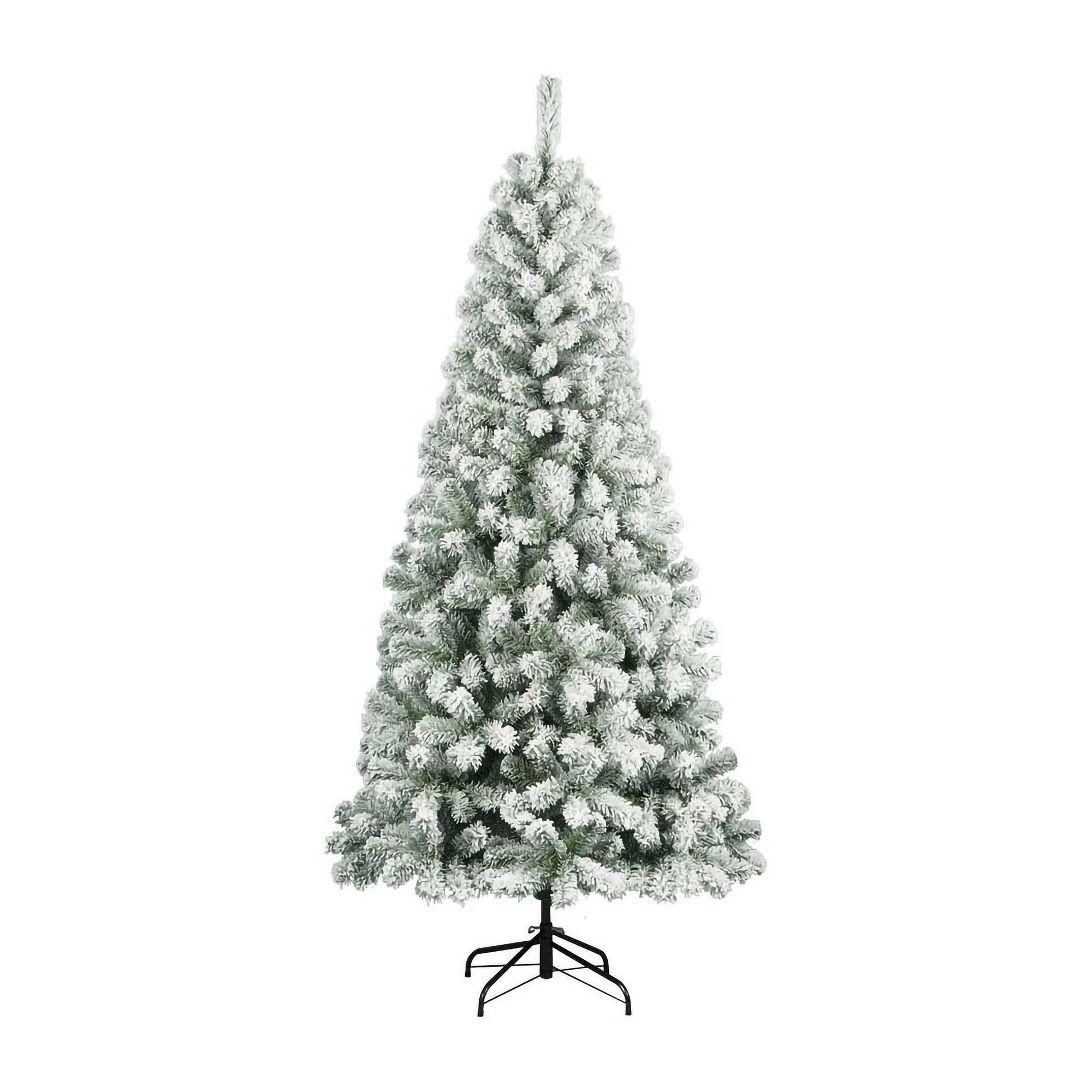 Albero di Natale Basilea, Pino artificiale floccato, Albero effetto reale, Alberello natalizio extra folto, 150x150 h150 cm, Verde e Bianco