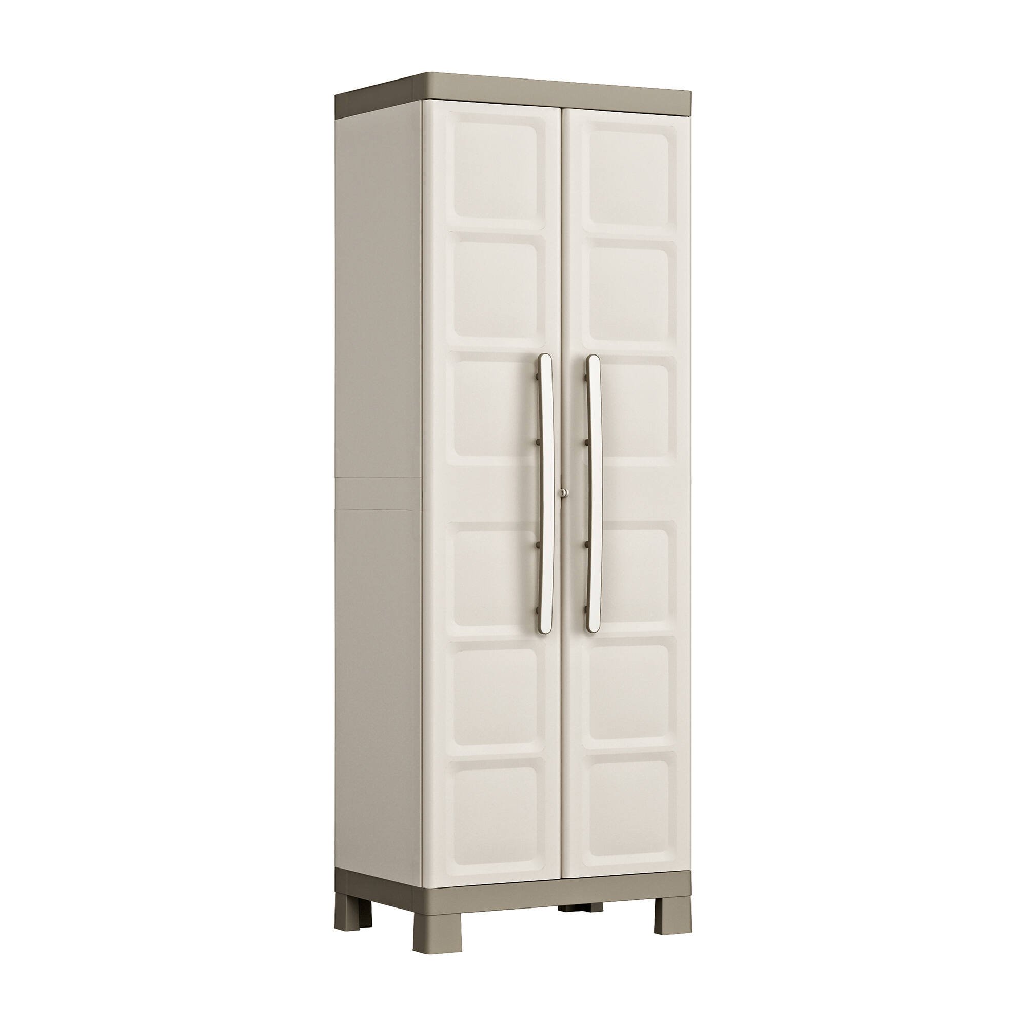 Armadio da Esterno Marrone Crema 4 Ripiani Apertura Battente 65x45x182h cm, 2 Ante Made in Italy - Strathmore