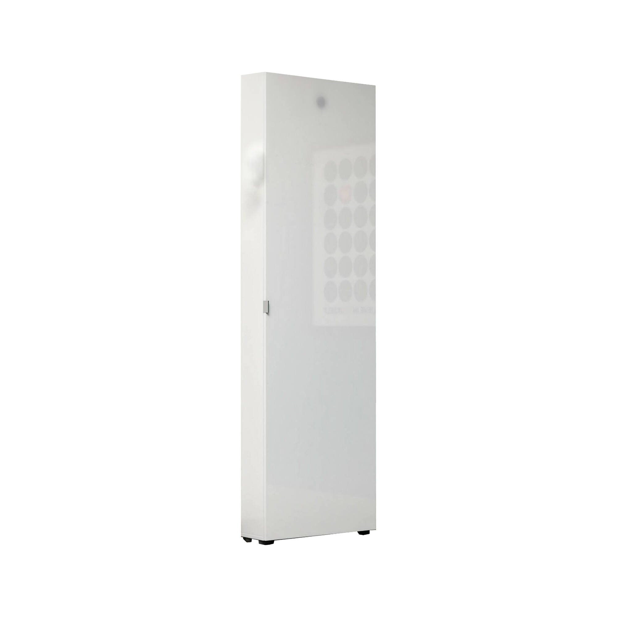 Armadio multiuso 1 anta Thulamela, Mobile multifunzionale, Mobiletto scarpiera, Guardaroba porta scarpe, Made in Italy, 60x19h200 cm, Bianco lucido