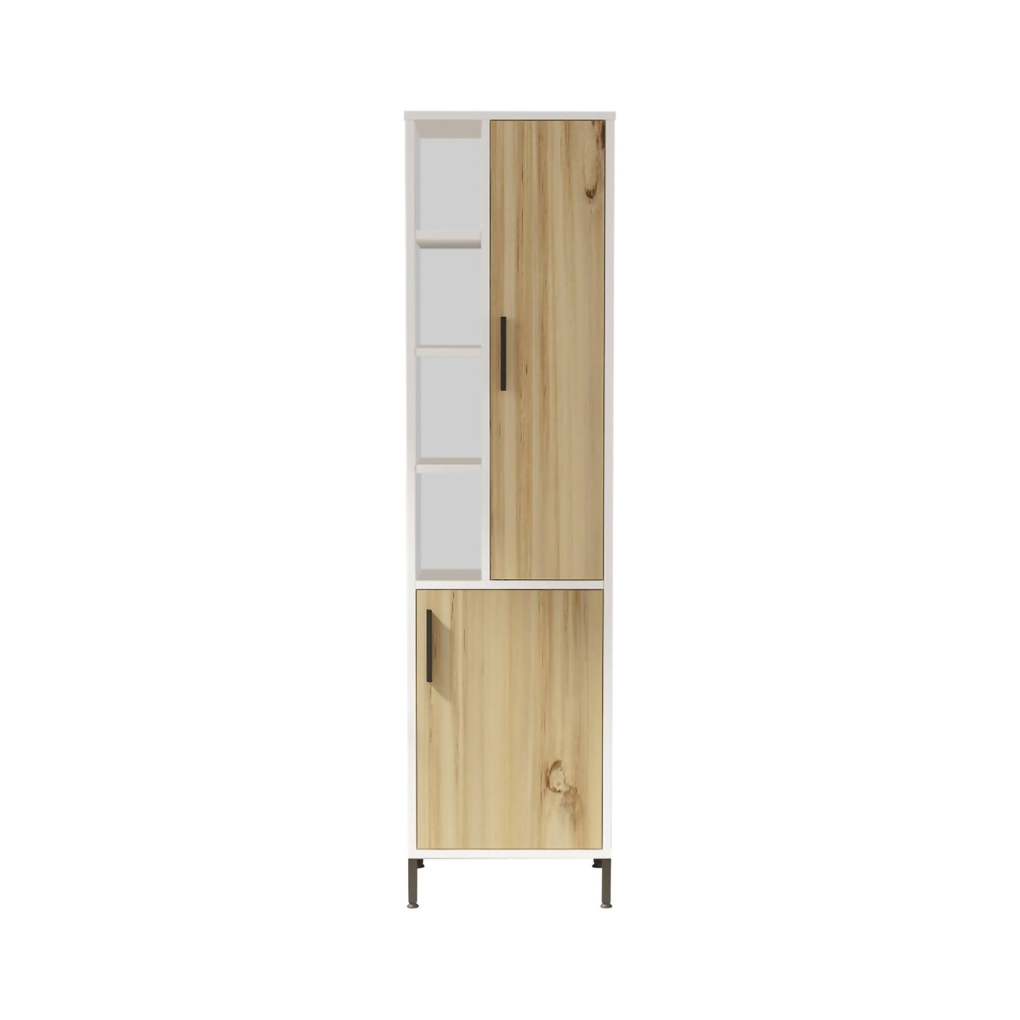 Armadio multiuso 2 ante Serpens, Mobile multifunzionale, Mobiletto scarpiera, Guardaroba porta scarpe, 45x36 h174 cm, Noce e Bianco