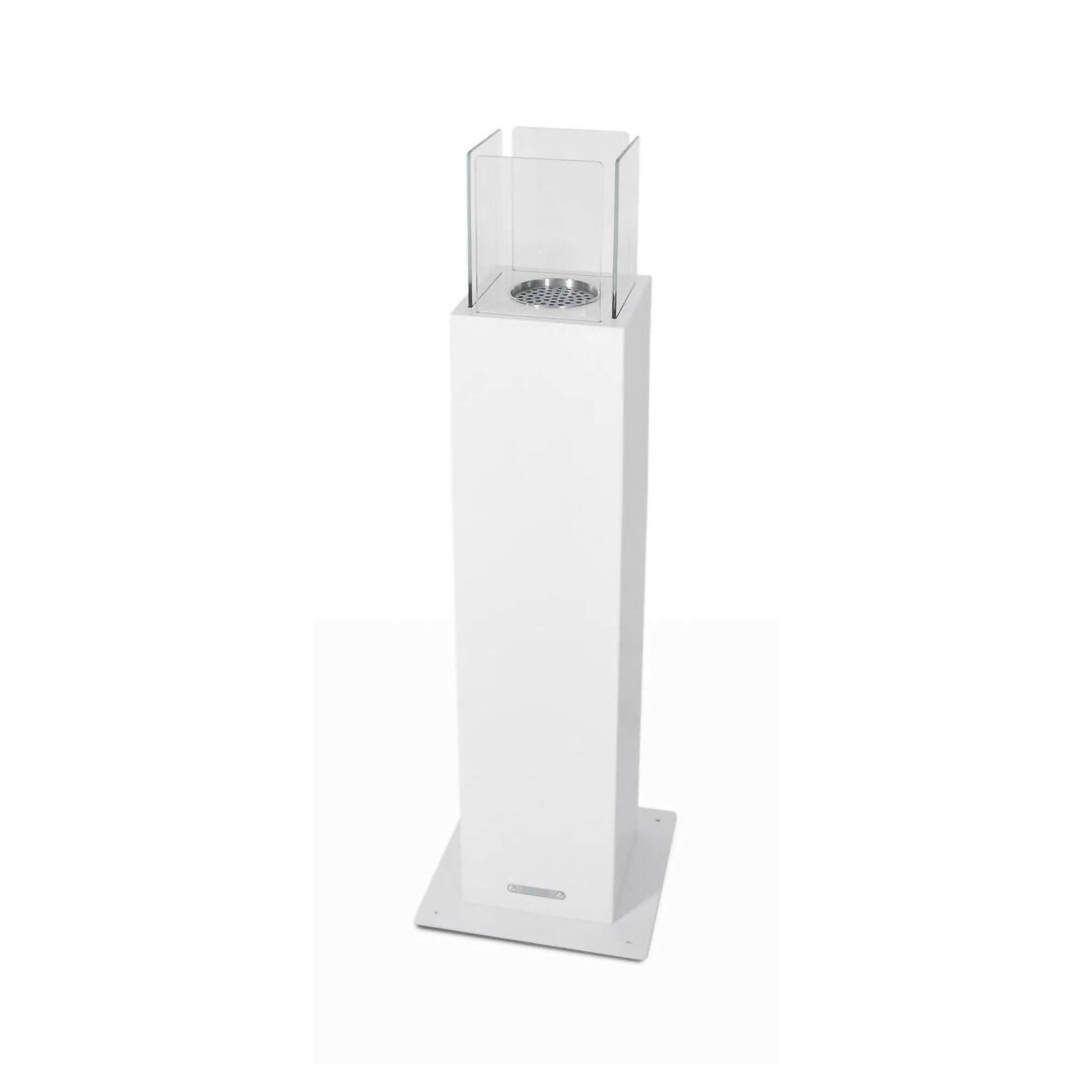 Camino a bioetanolo Dguazzin, Caminetto, Focolare senza fumo, Riscaldatore ad etanolo, Made in Italy, 20x20 h110 cm, Bianco