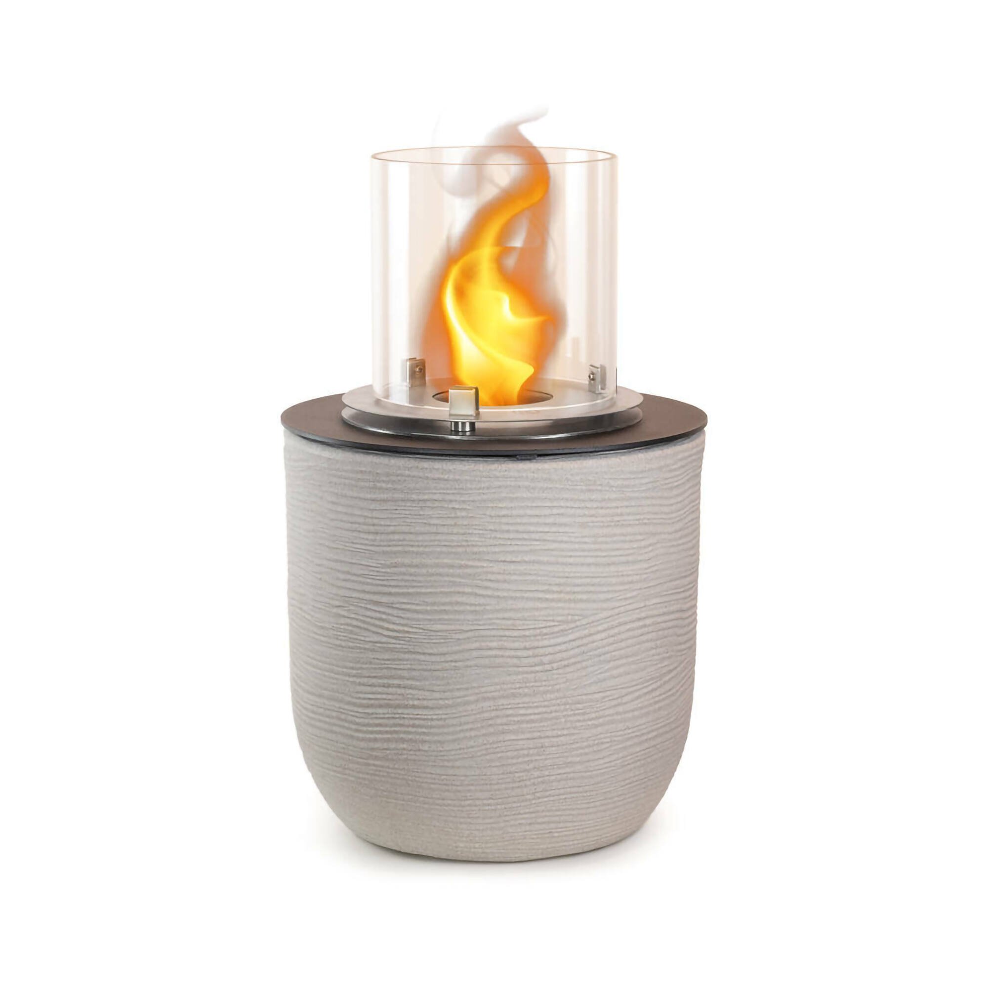 Camino a bioetanolo Dsgarboss, Caminetto, Focolare senza fumo, Riscaldatore ad etanolo, Made in Italy, 35x35 h55 cm, Grigio chiaro