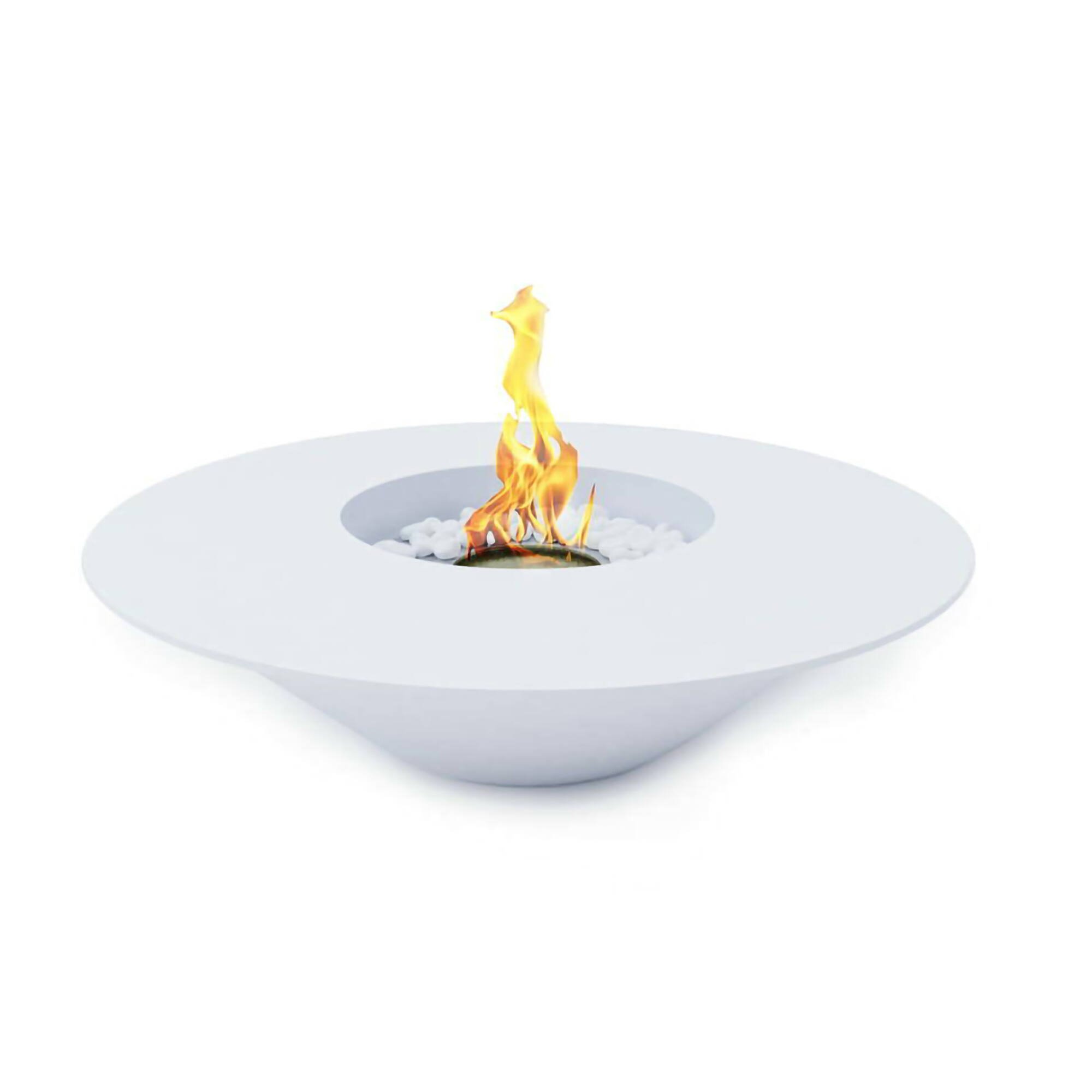 Camino a bioetanolo Dshomurodo, Caminetto, Focolare senza fumo, Riscaldatore ad etanolo, Made in Italy, 60x60 h15 cm, Bianco