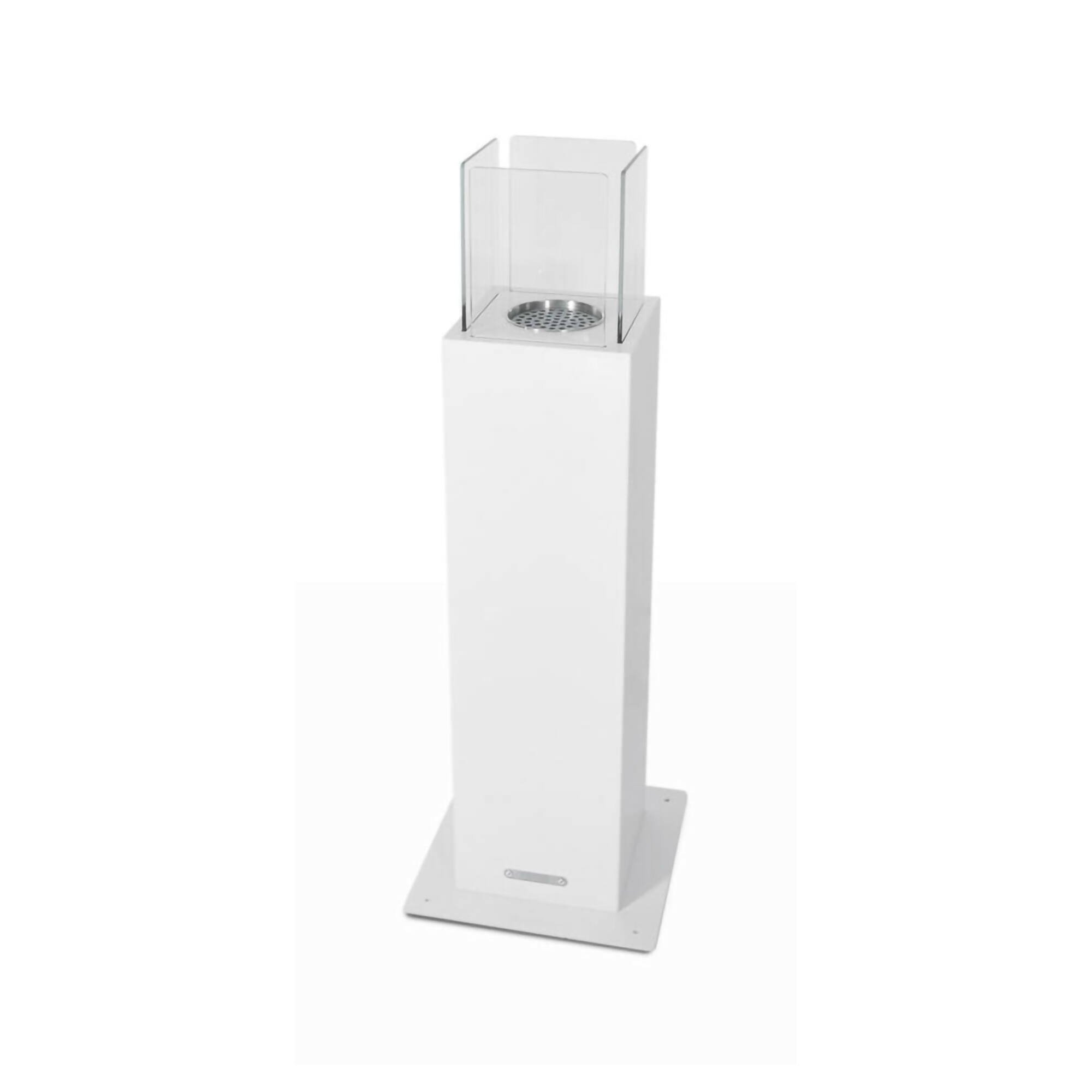 Camino a bioetanolo Dsimoncell, Caminetto, Focolare senza fumo, Riscaldatore ad etanolo, Made in Italy, 20x20 h70 cm, Bianco
