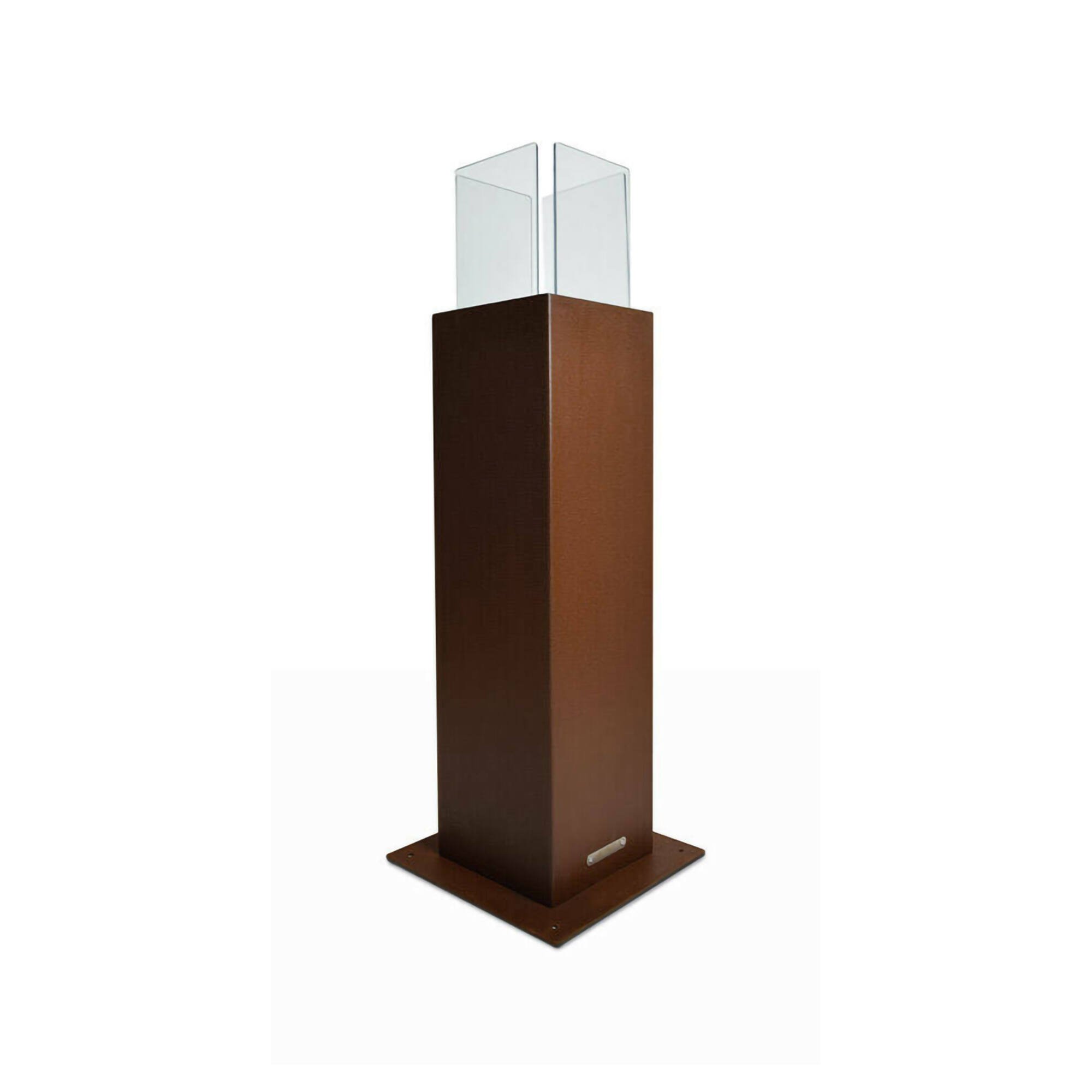 Camino a bioetanolo Dsimoncell, Caminetto, Focolare senza fumo, Riscaldatore ad etanolo, Made in Italy, 20x20 h70 cm, Ruggine