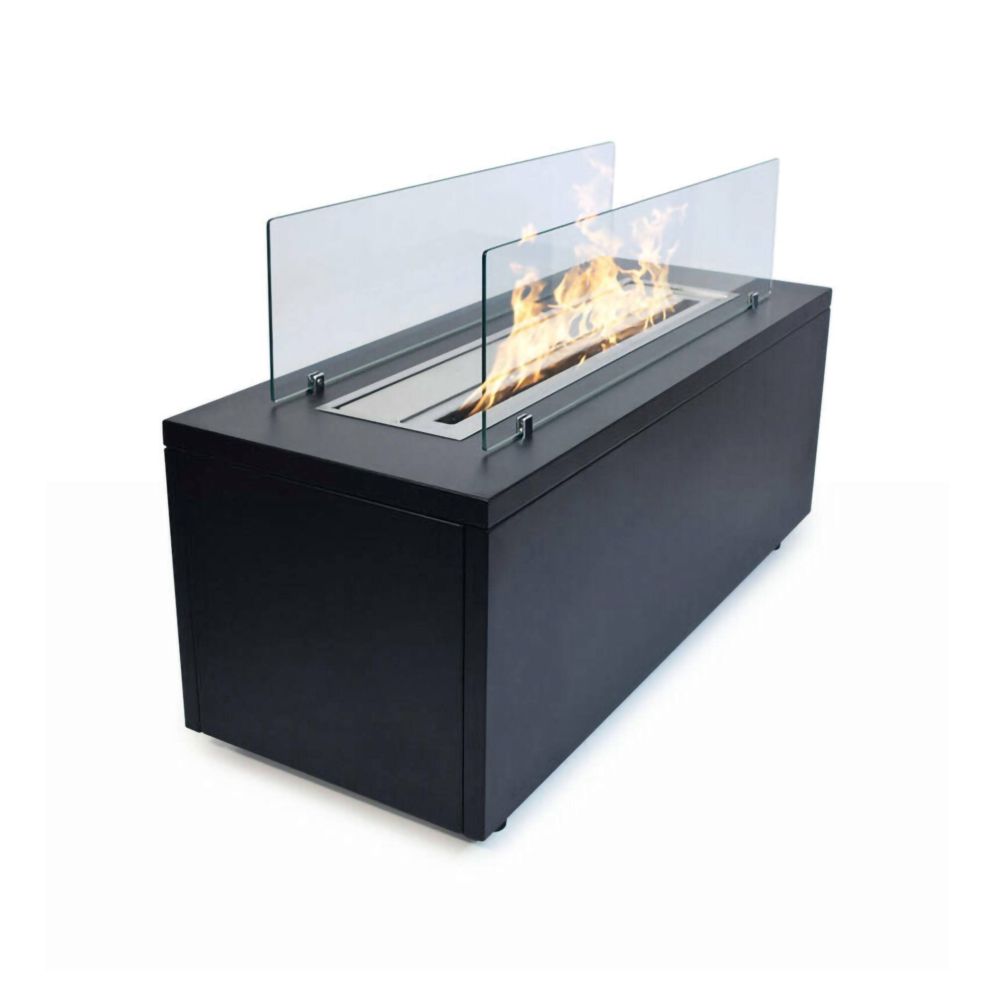 Camino a bioetanolo Dsorrentin, Caminetto, Focolare senza fumo, Riscaldatore ad etanolo, Made in Italy, 40x100 h40 cm, Nero
