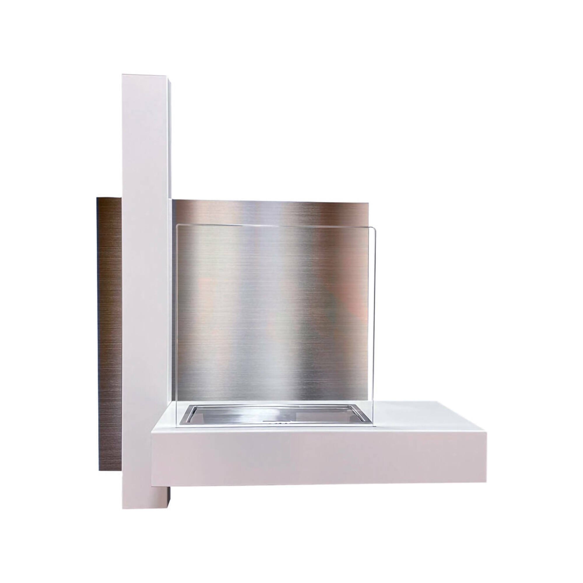Camino a bioetanolo Dspeggiori, Caminetto, Focolare senza fumo, Riscaldatore ad etanolo, Made in Italy, 75x65 h23 cm, Bianco