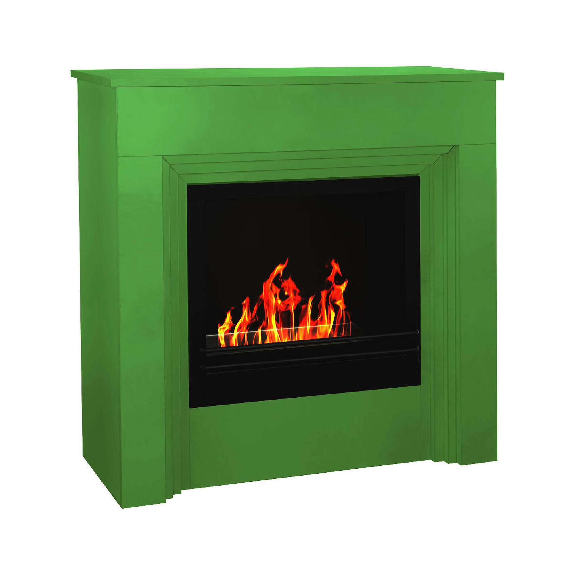 Camino a bioetanolo Dstephanesing, Caminetto, Focolare senza fumo, Riscaldatore ad etanolo, Made in Italy, 96x35 h96 cm, Verde