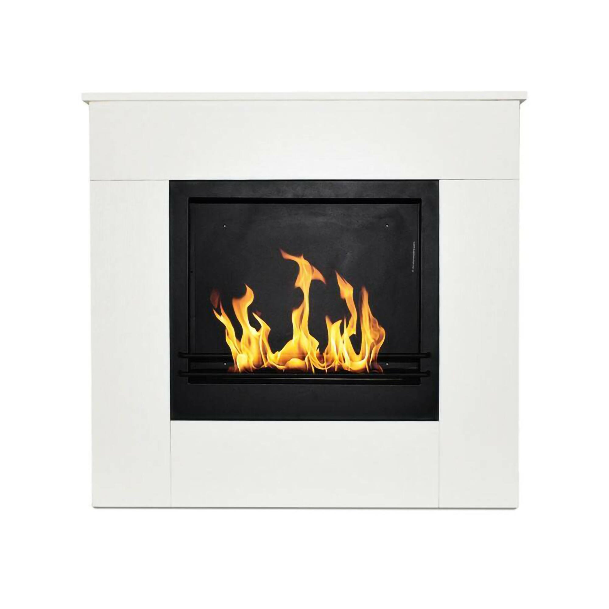 Camino a bioetanolo Dstepinsk, Caminetto, Focolare senza fumo, Riscaldatore ad etanolo, Made in Italy, 96x36 h90 cm, Bianco