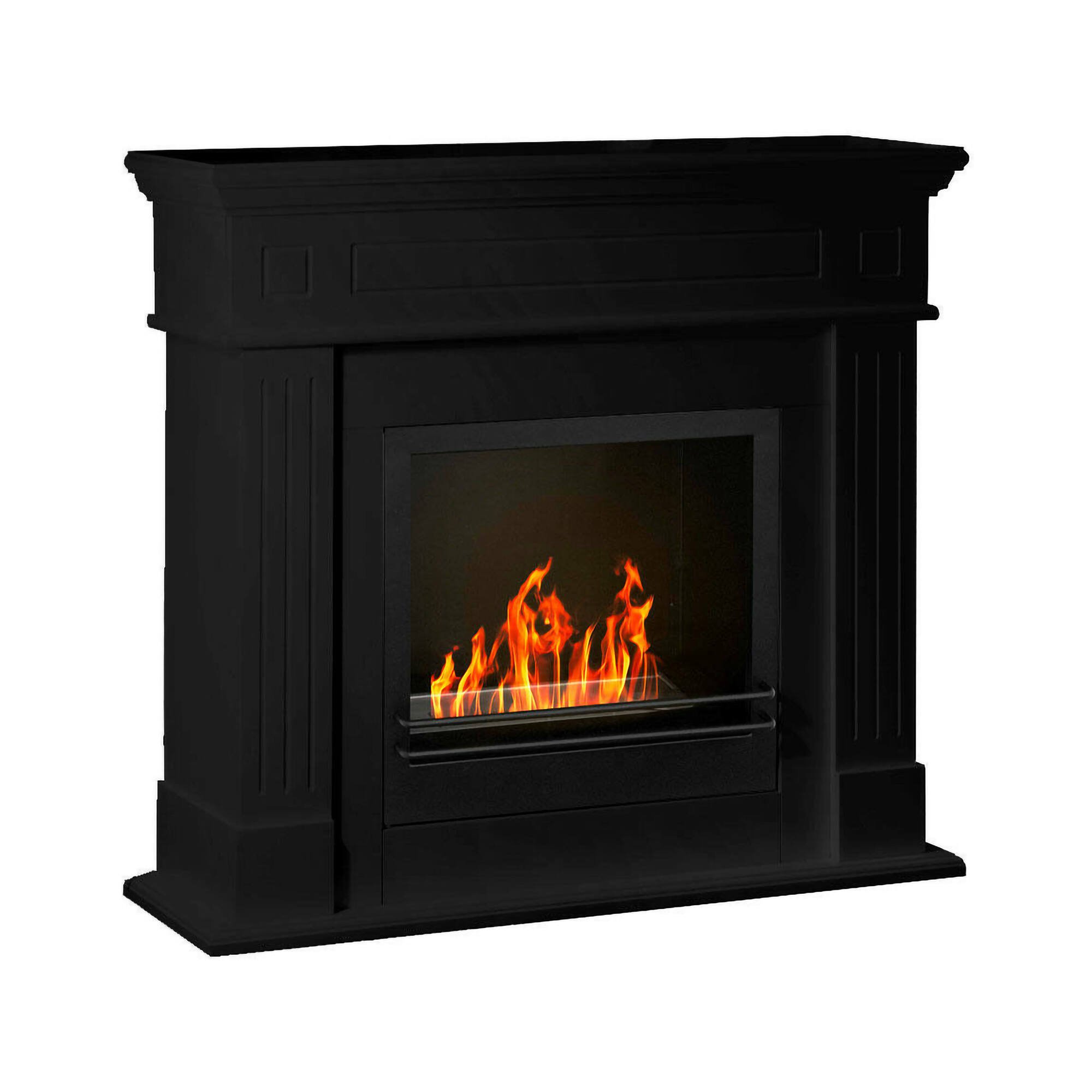 Camino a bioetanolo Dstivanell, Caminetto, Focolare senza fumo, Riscaldatore ad etanolo, Made in Italy, 110x36 h101 cm, Nero