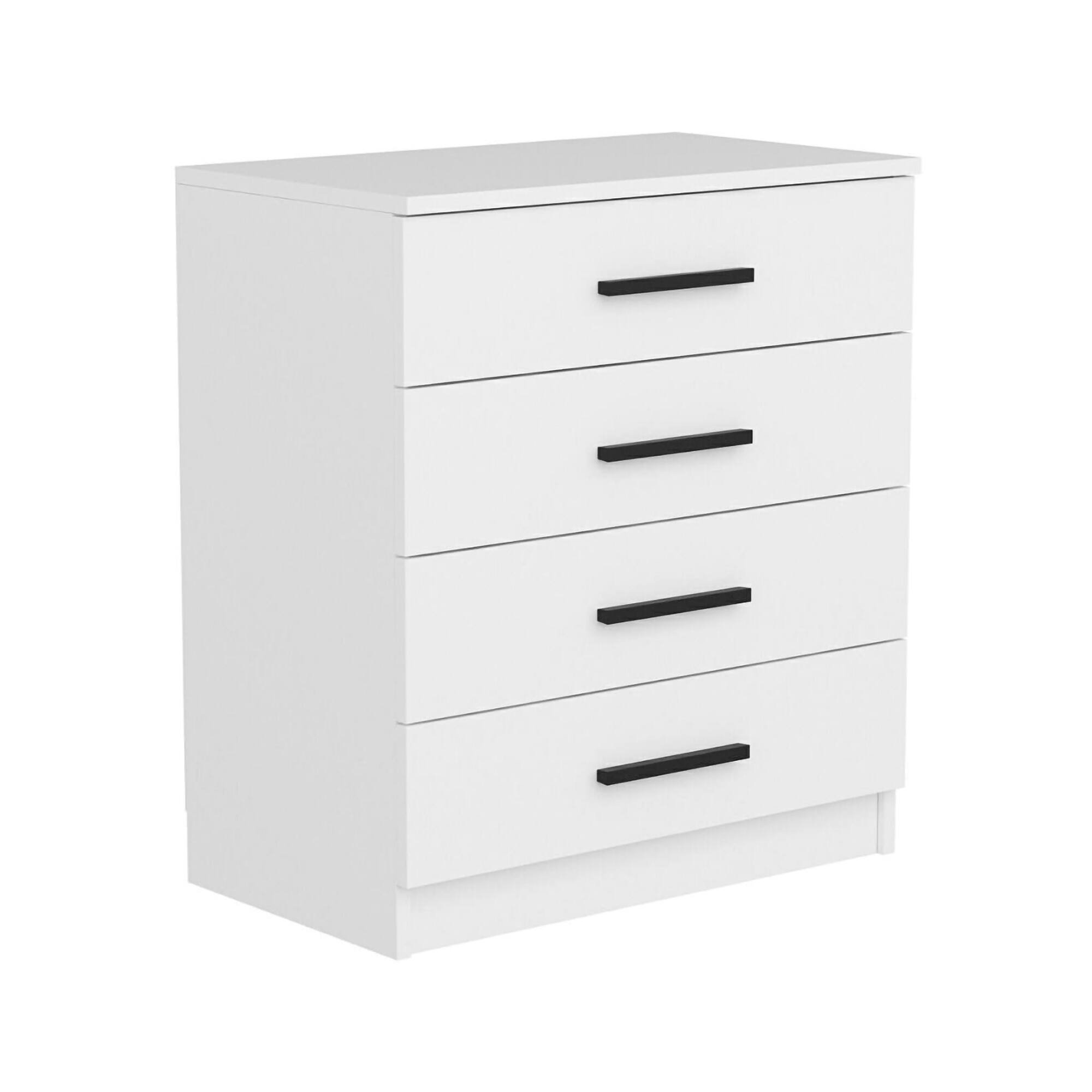 Cassettiera Bianco 4 Cassetti Apertura Scorrevole 70x79x42h cm, Chiusura Scorrevole - Kalmaegi