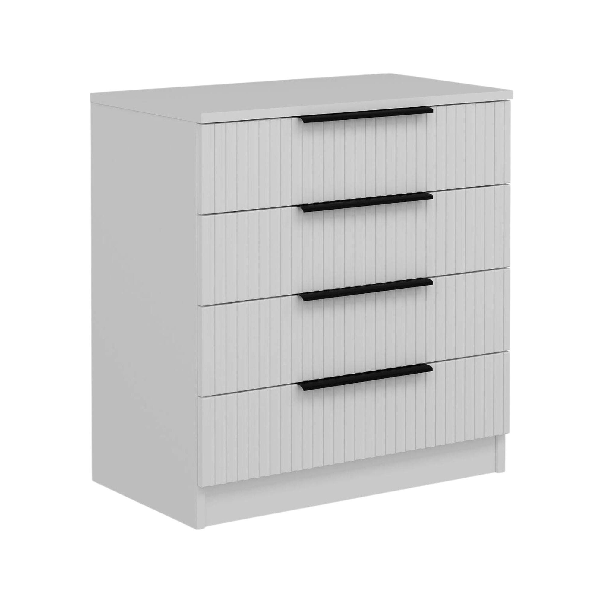 Cassettiera Bianco 7 Cassetti Apertura Scorrevole 72x42x77h cm, Chiusura Scorrevole - Vicente