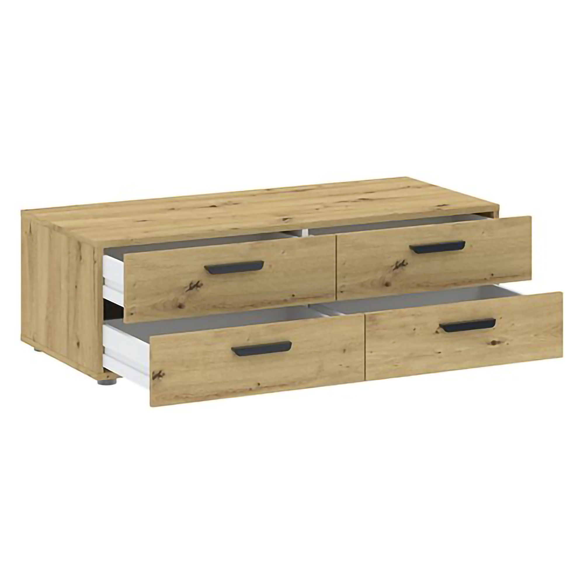 Cassettiera Marrone Rovere Nodi 4 Cassetti Apertura Scorrevole 111x52x35h cm, Chiusura Scorrevole - Gignod