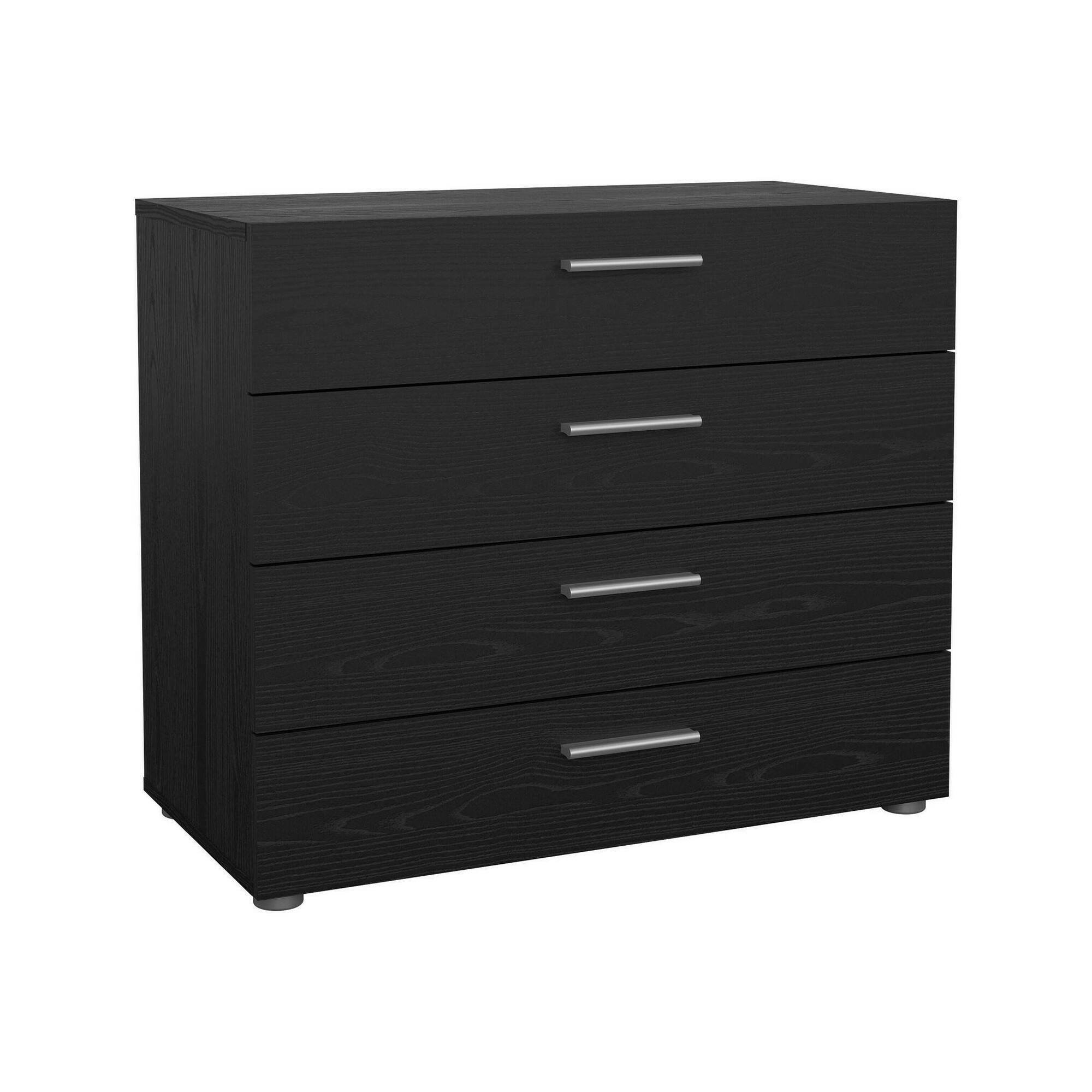 Cassettiera Nero 4 Cassetti Apertura Scorrevole 80x40x68h cm, Chiusura Scorrevole - Arwen