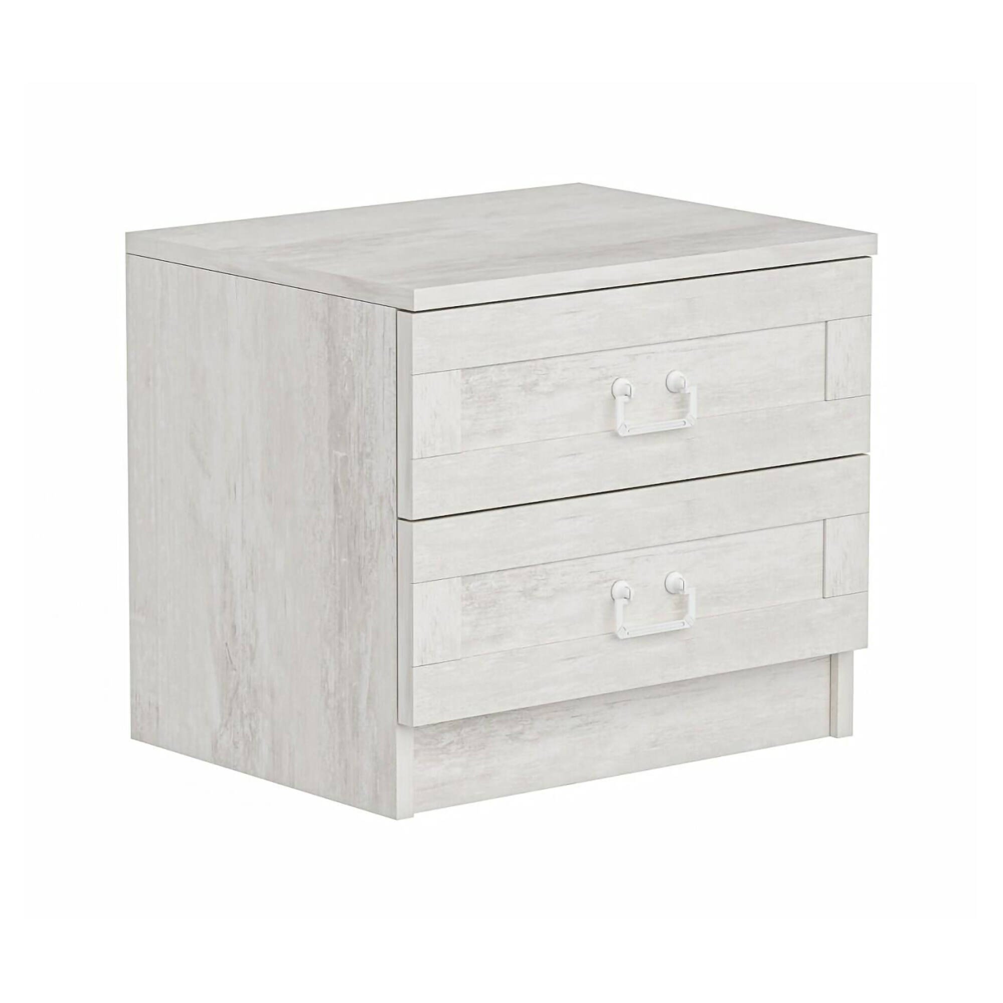 Comodino Gaspra, Comò basso, Tavolino da notte, Mensola da letto, 54x47 h40 cm, Bianco
