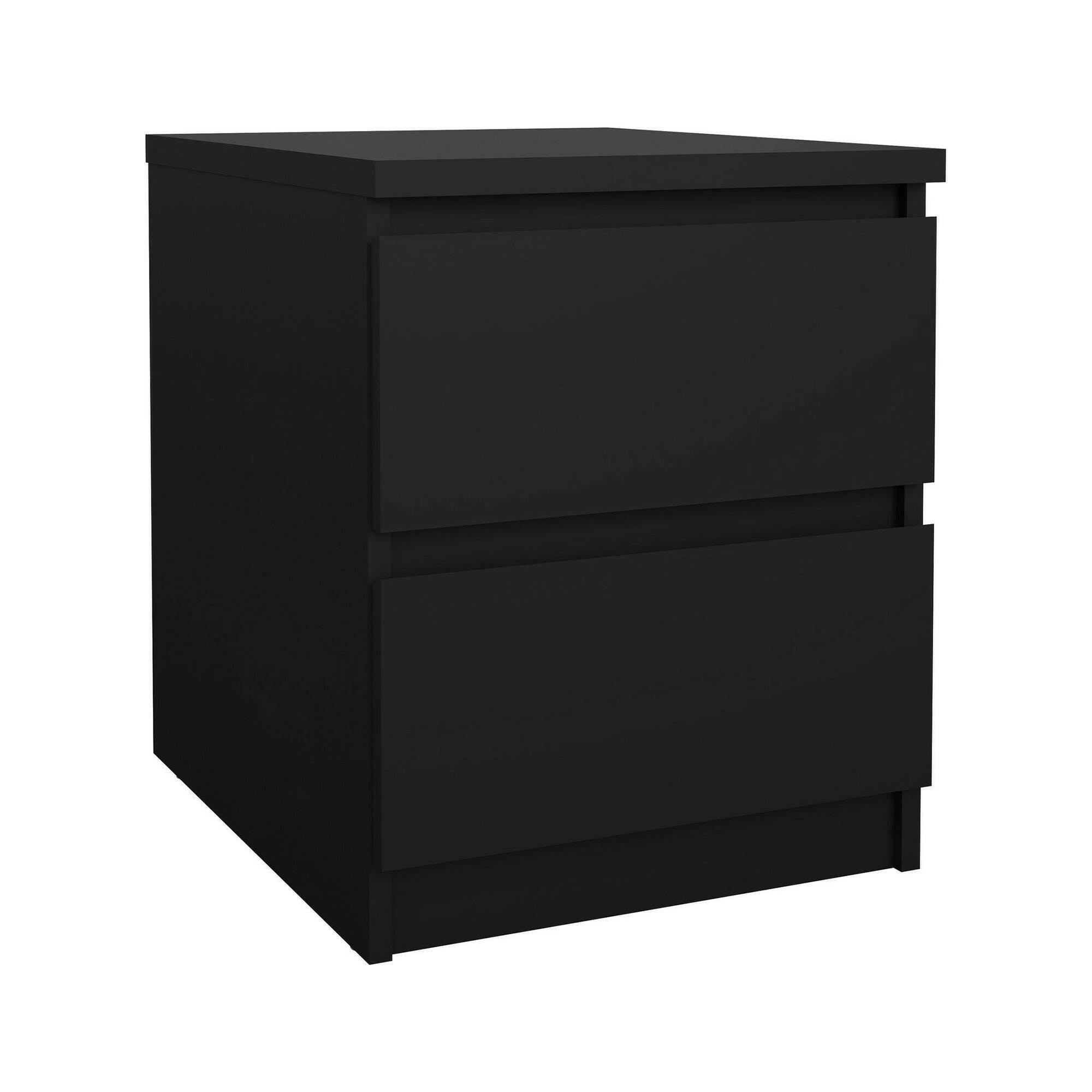 Comodino Nero un Ripiano 2 Cassetti 50x40x50h cm, Apertura Scorrevole - Azar