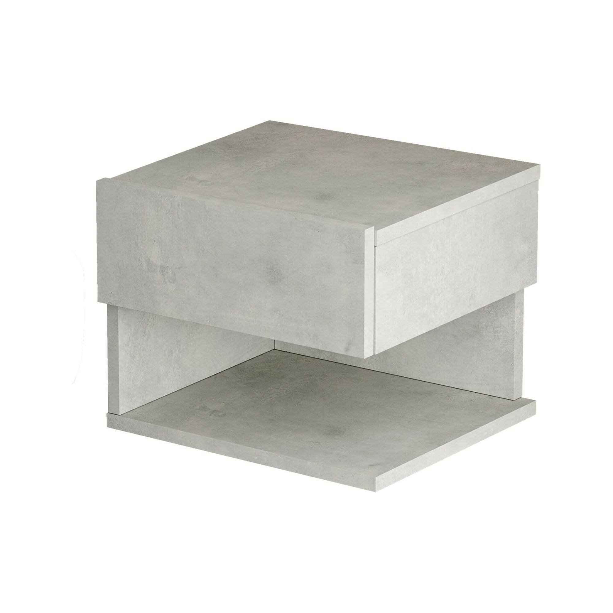 Comodino Regor, Comò basso, Tavolino da notte, Comodino multifunzione, 40x31h35 cm, Argento