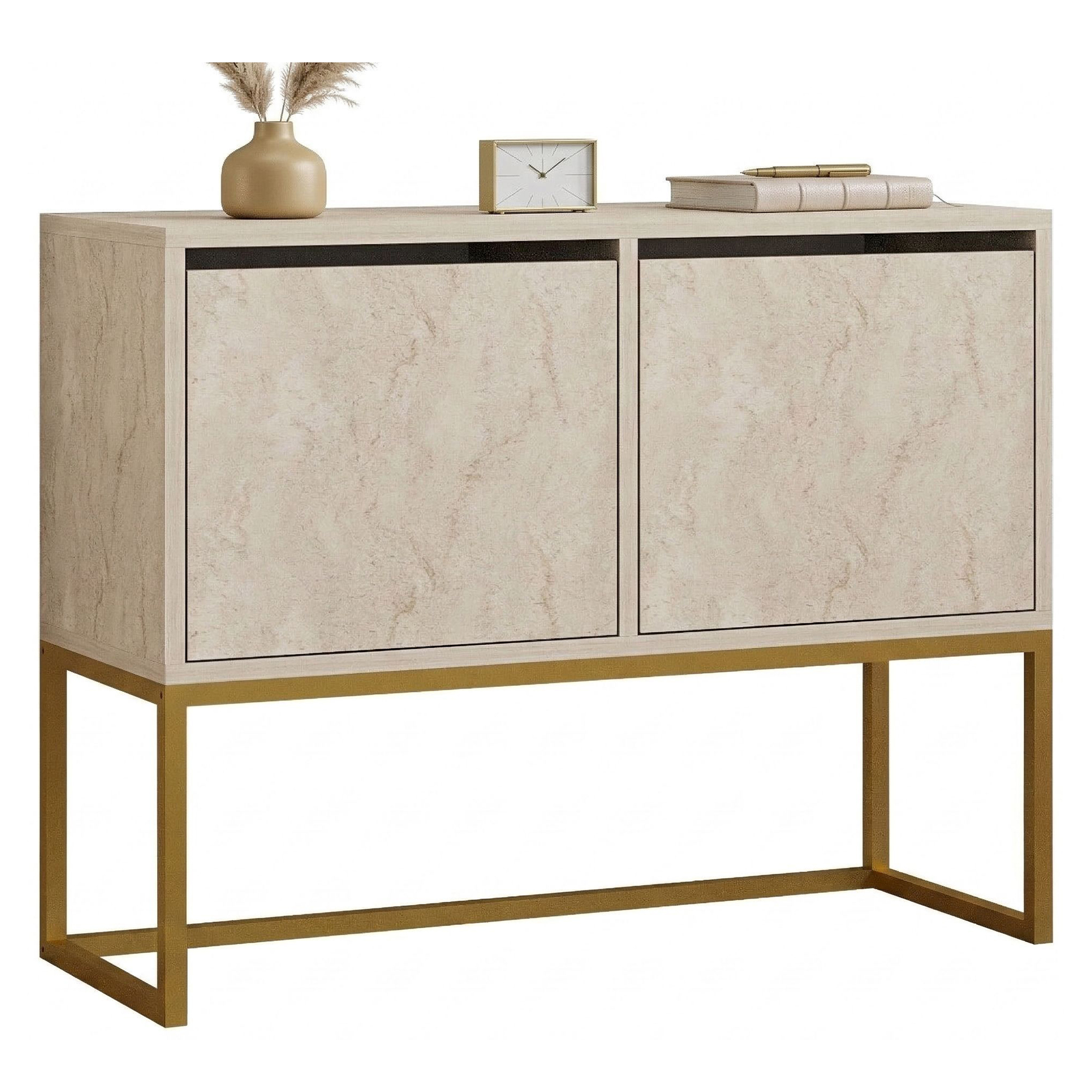 Consolle Beige Marmo Oror 2 Vani Colore Struttura Oror 90x34x70h cm, Colore Ripiano Beige - Arresi
