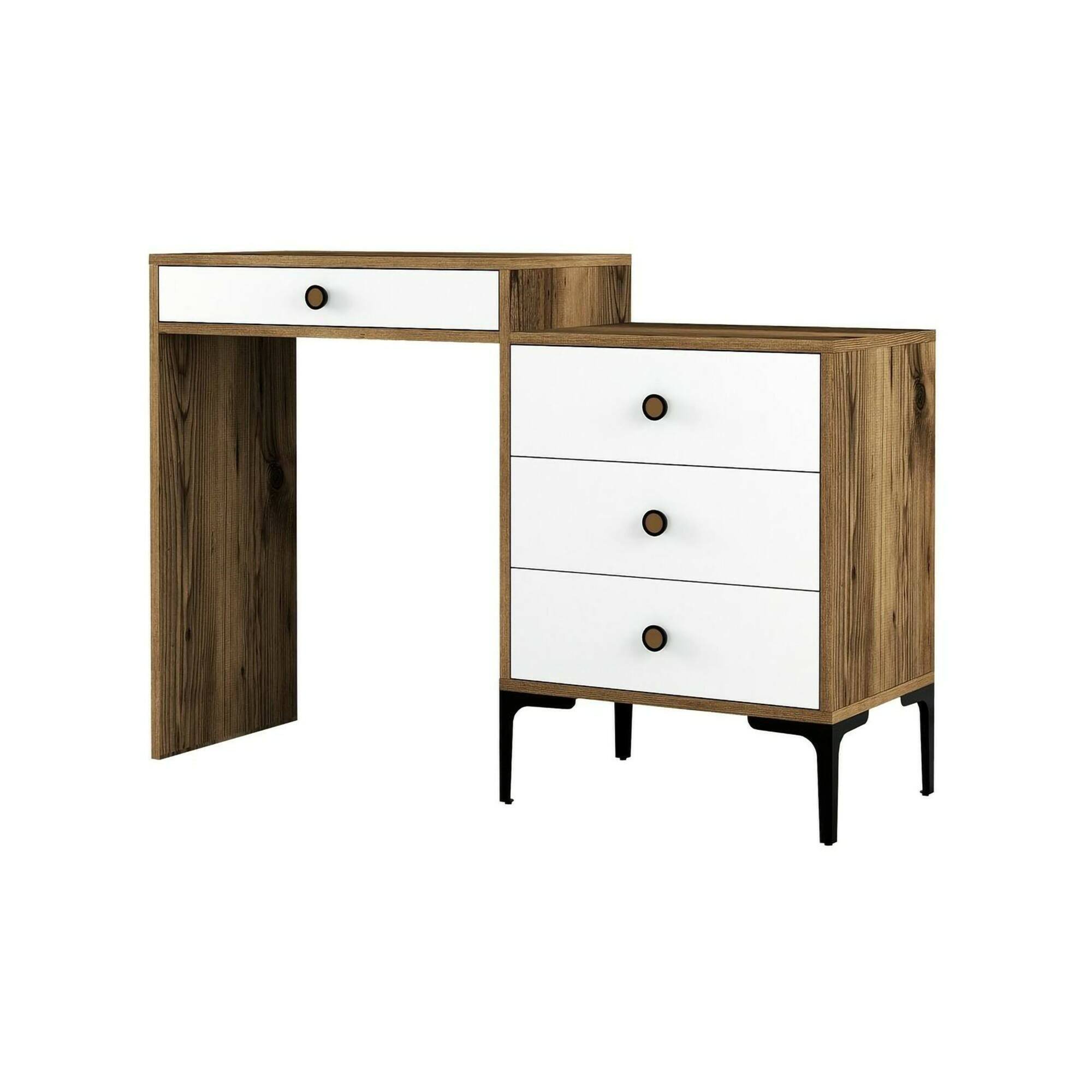 Consolle Marrone Noce Bianco 2 Ripiani Peso Supportato 25 kg 124x40x85h cm, Colore Ripiano Marrone - Artegna
