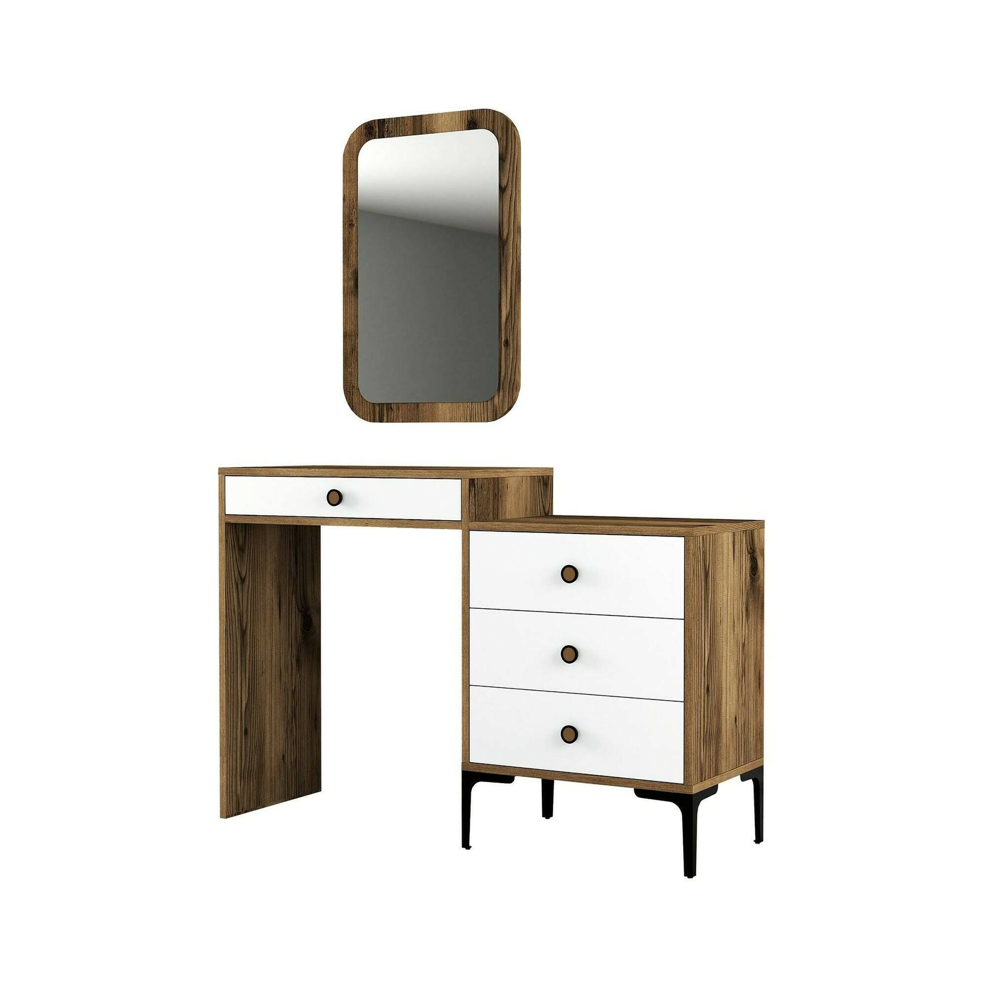Consolle Marrone Noce Bianco 2 Ripiani Peso Supportato 25 kg 124x40x85h cm, Colore Ripiano Marrone - Namtheun