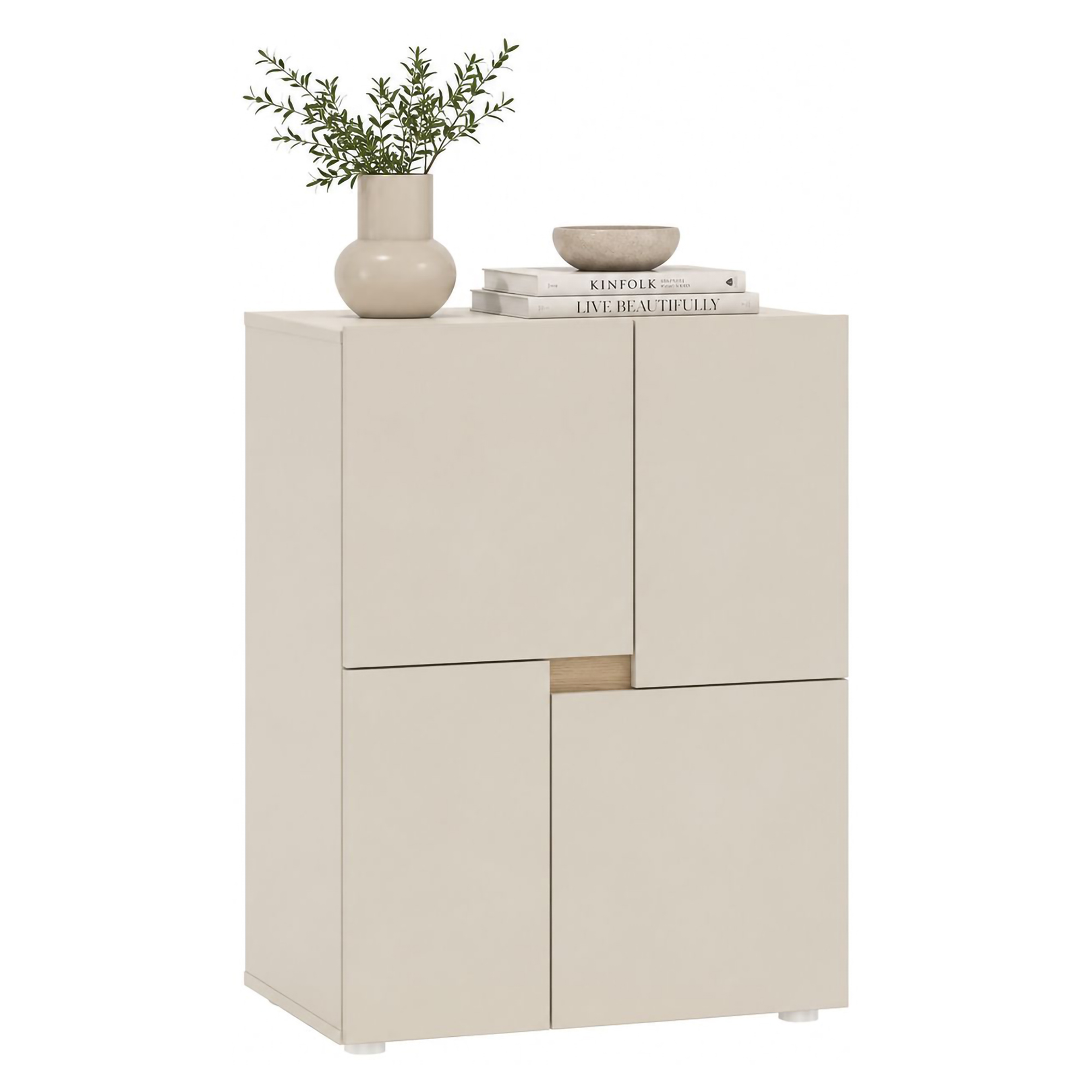 Credenza Beige Cashmere un Ripiano 2 Vani 60x42x84h cm, Apertura Battente - Lerinito