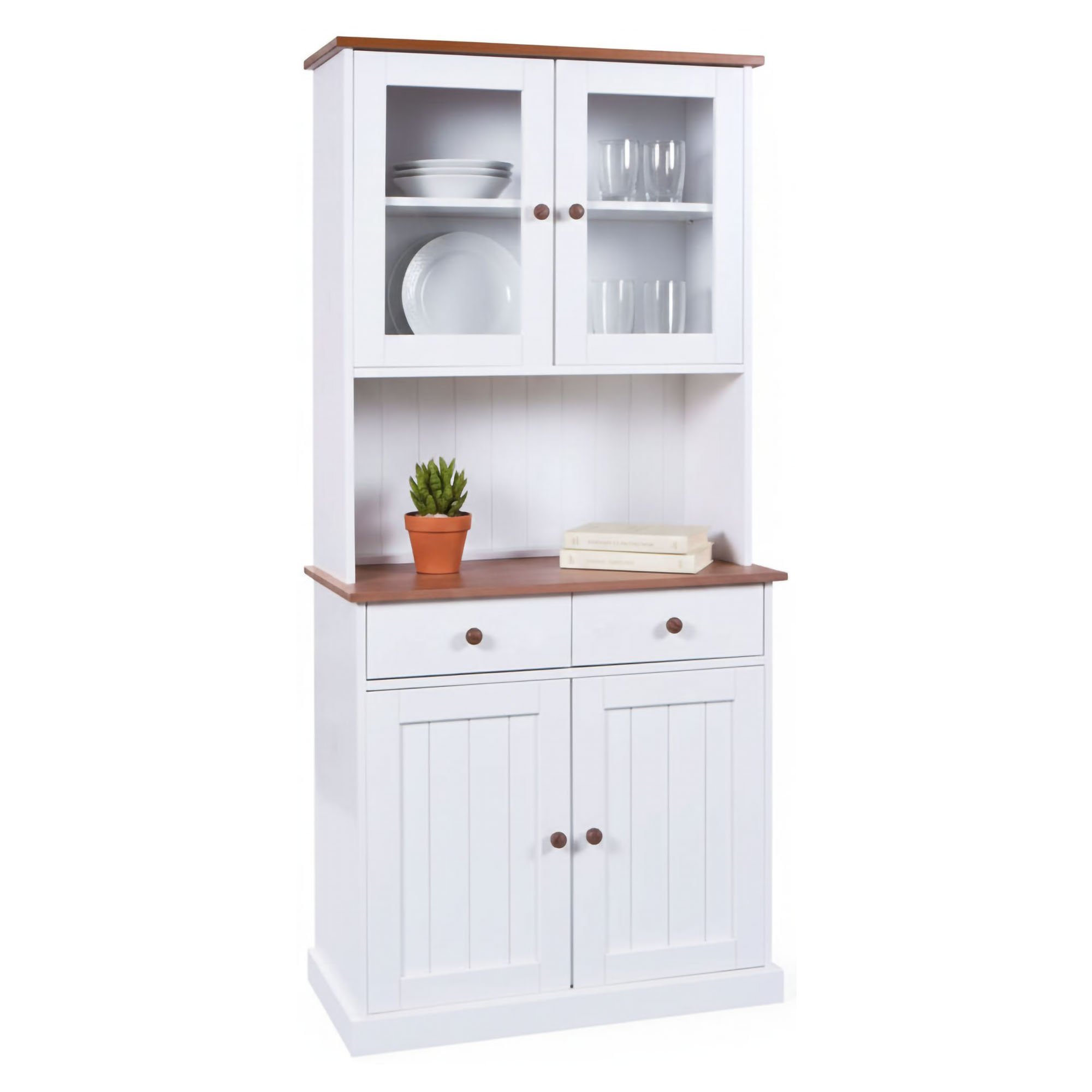 Credenza Bianco 2 Cassetti 4 Ripiani 90x45x190h cm, Apertura Battente, Scorrevole - Pattada