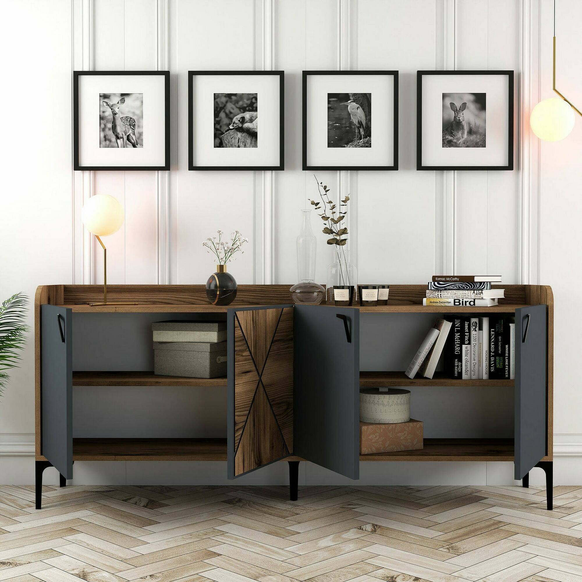 Credenza Deneb, Buffet da soggiorno, Madia da salotto, Dispensa 