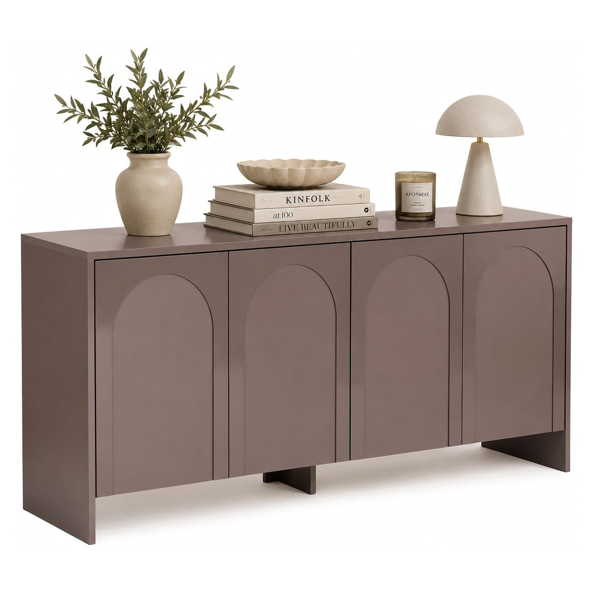 Credenza Marrone Bronzo 2 Ripiani 4 Ante 180x45x80h cm, 6 Vani - Nomesi