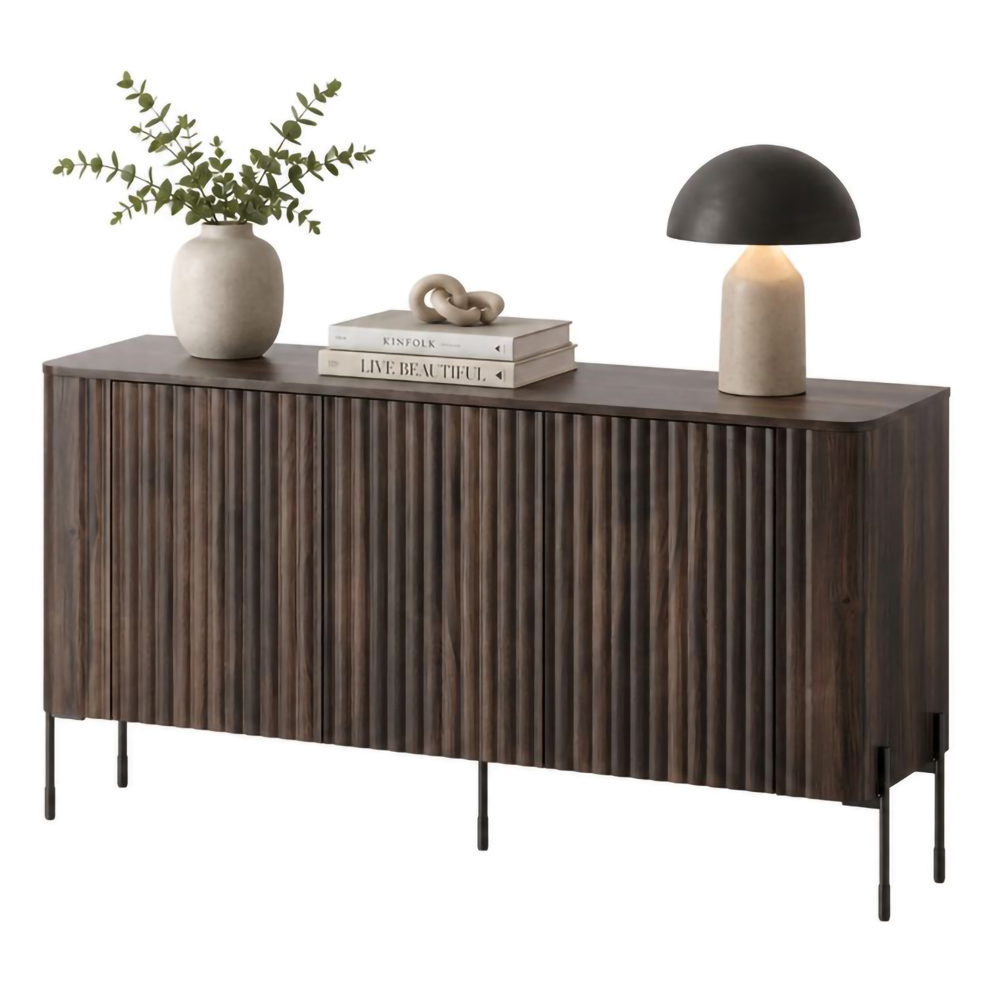 Credenza Marrone Noce 3 Ripiani Apertura Battente 150x40x80h cm, 3 Ante - Susegana