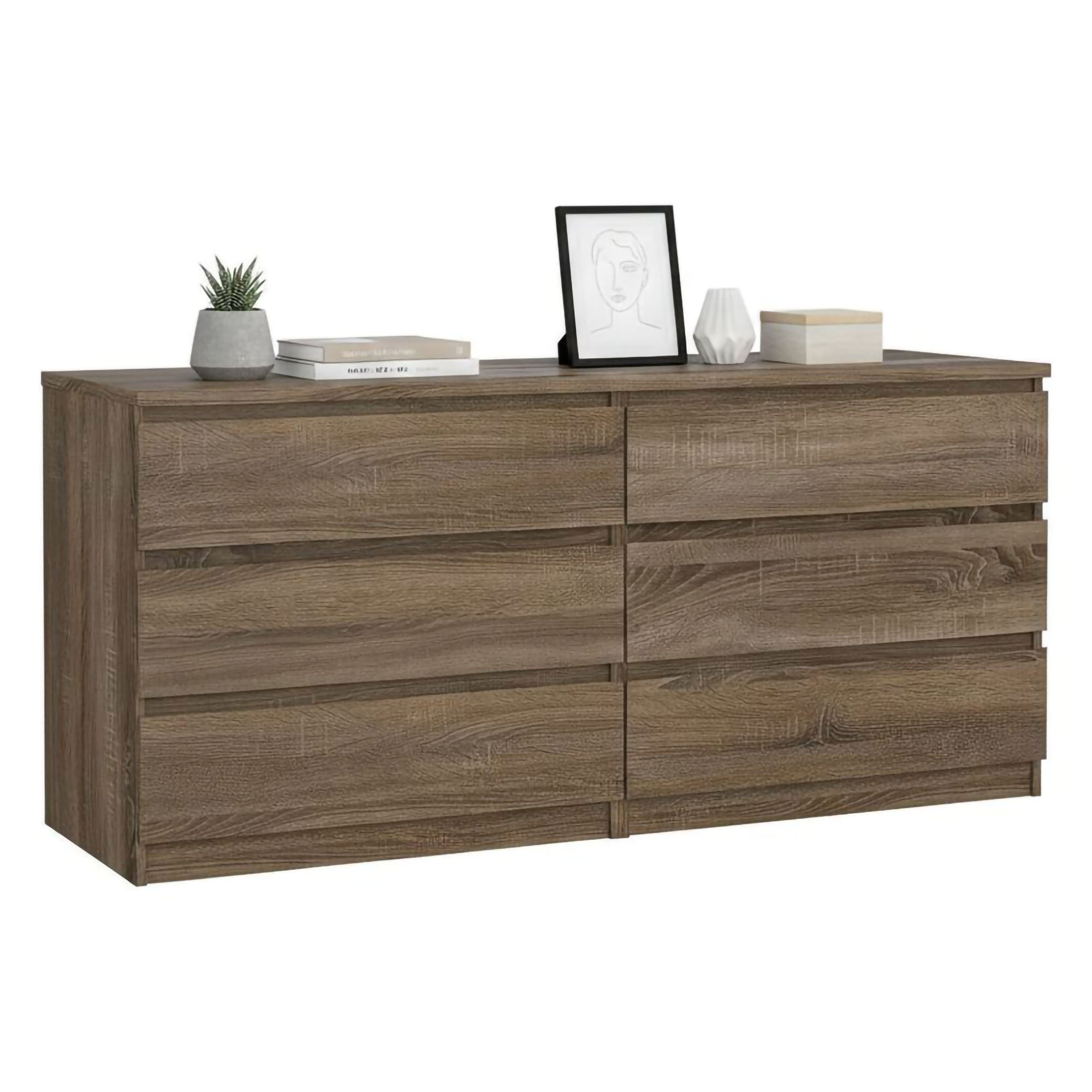 Credenza Marrone Noce 6 Cassetti Apertura Scorrevole 154x50x68h cm, Chiusura Scorrevole - Joyce