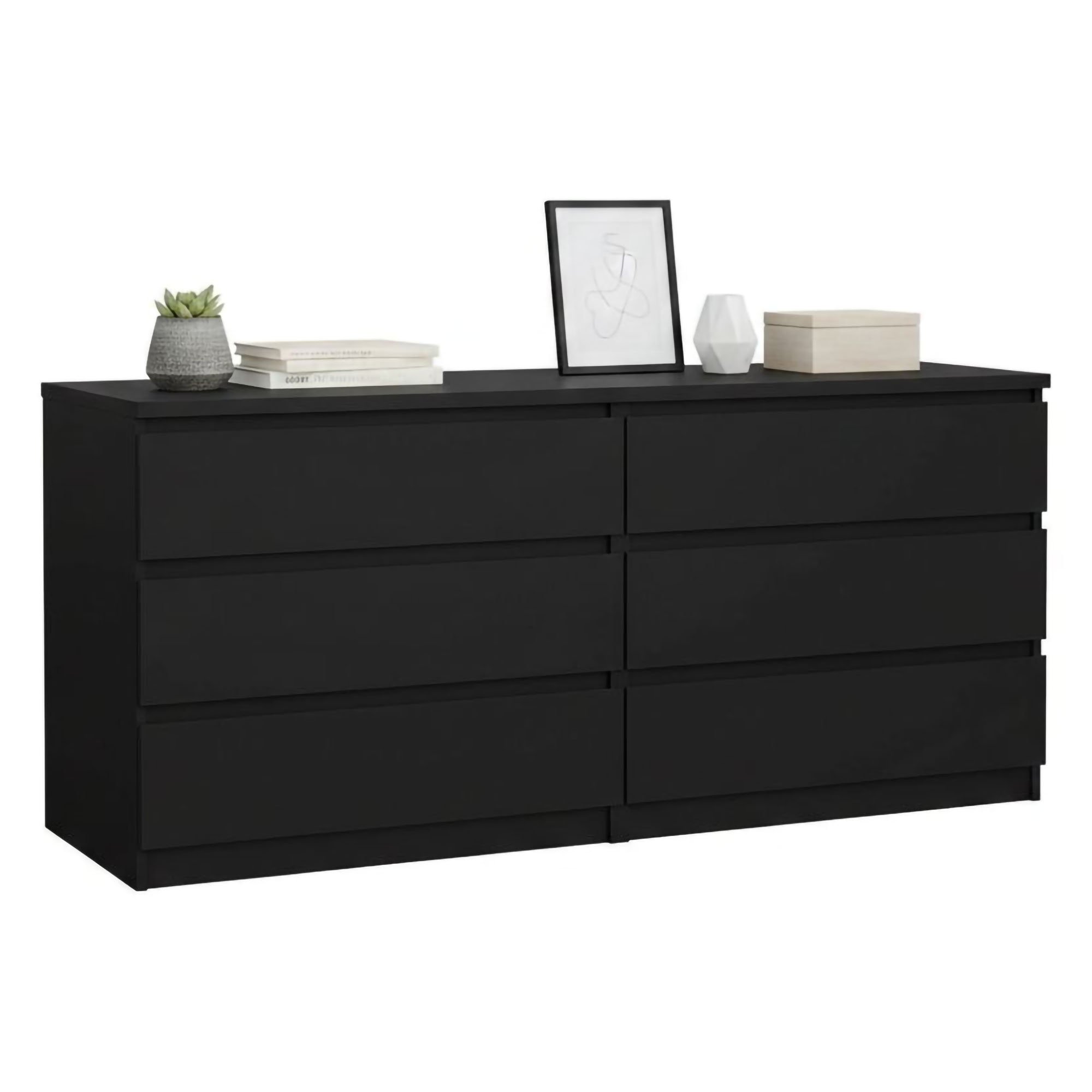 Credenza Nero 6 Cassetti Apertura Scorrevole 154x50x68h cm, Chiusura Scorrevole - Joyce