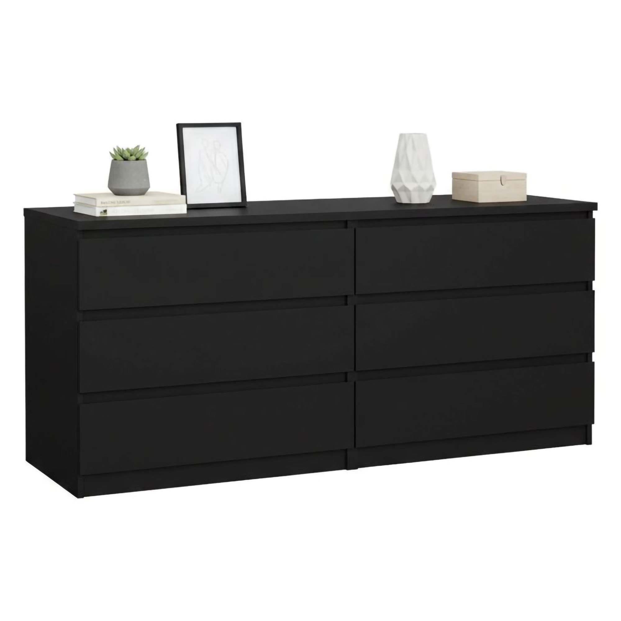 Credenza Nero 6 Cassetti Apertura Scorrevole 154x50x70h cm, Chiusura Scorrevole - Abacadabra