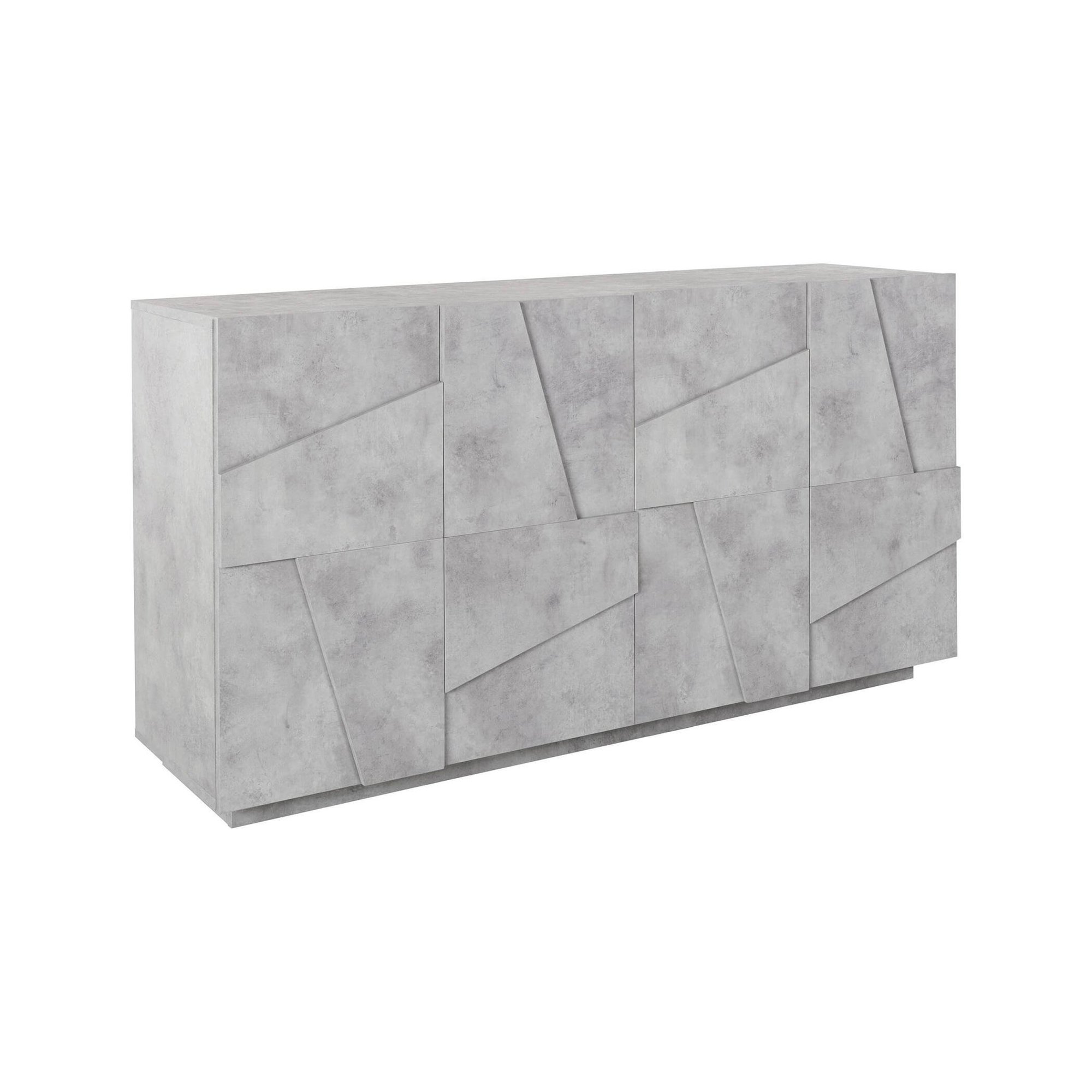 Credenza Noel, Madia da cucina a 4 ante, Buffet da soggiorno, 100% Made in Italy, cm 162x44h86, Cemento