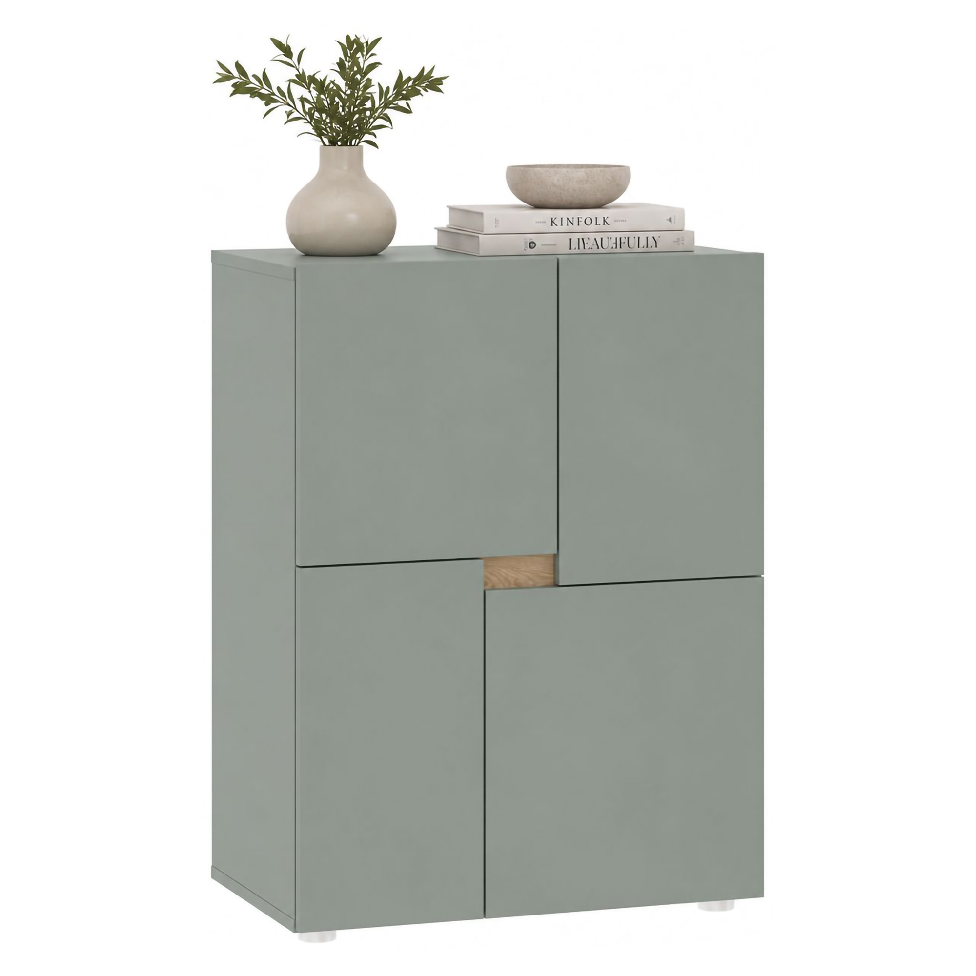 Credenza Verde un Ripiano 4 Ante 60x42x84h cm, 2 Vani - Lerinito