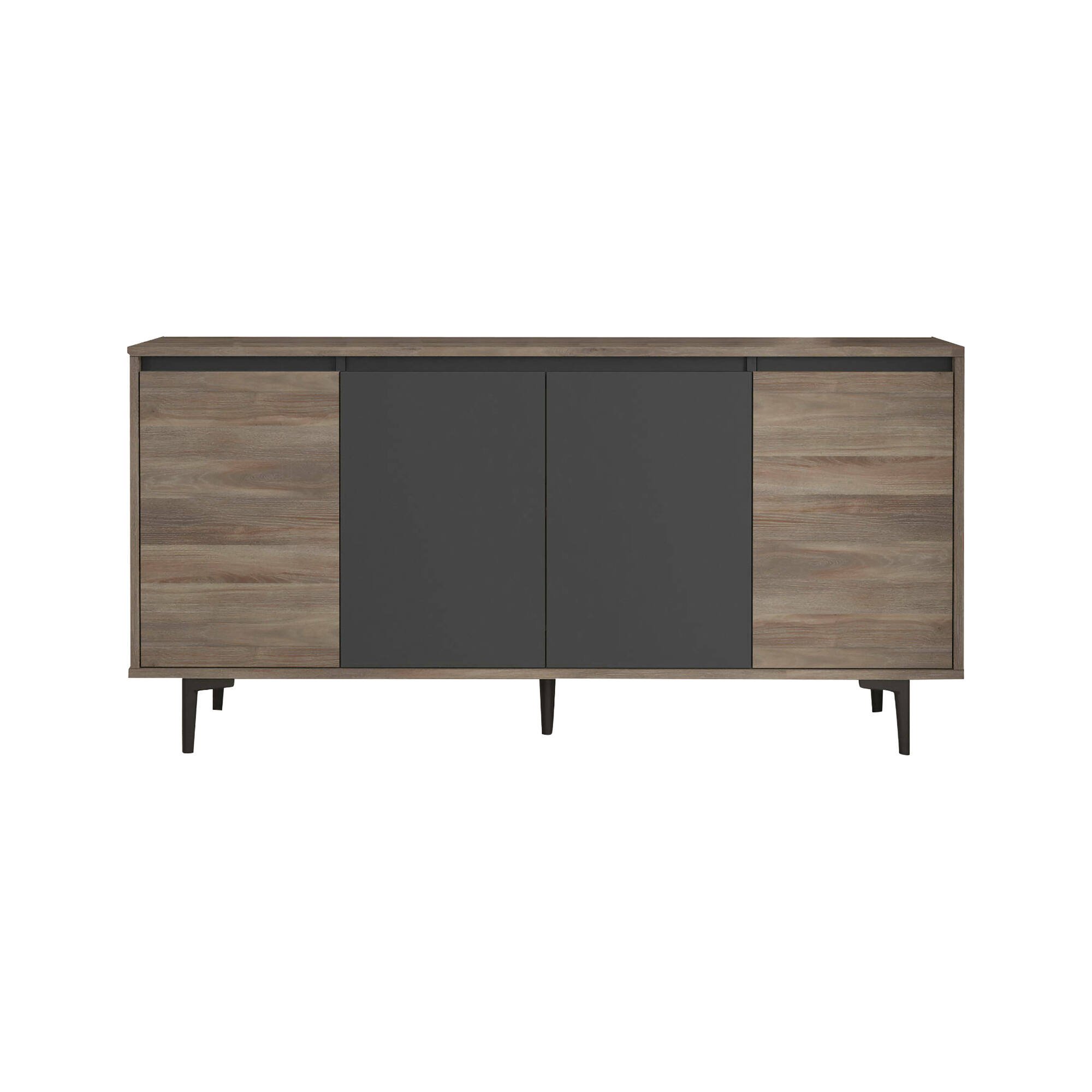 Credenza Yuggoth, Buffet da soggiorno, Madia da salotto, Dispensa da cucina, 160x40 h72 cm, Marrone e Antracite