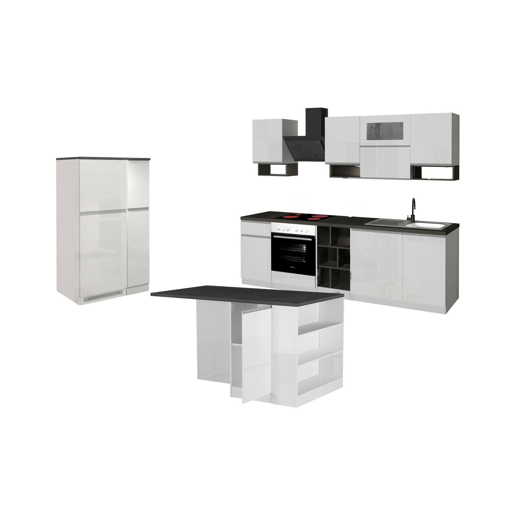 Cucina Bianco Lucido Grigio Ardesia Modulabile 29 Ripiani, 3 Cassetti Made in Italy - Balme