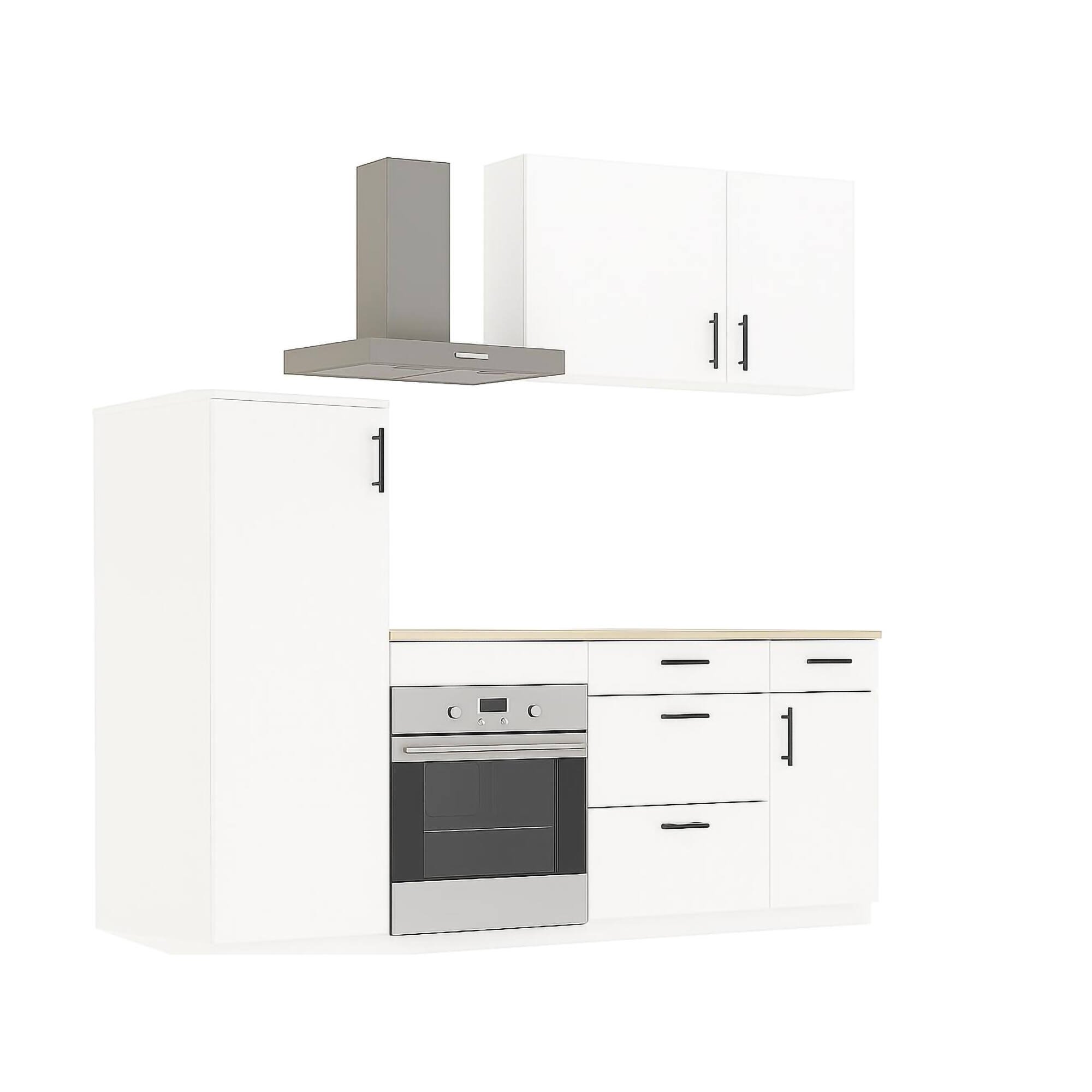 Cucina Bianco Marrone Rovere 4 Cassetti 5 Ripiani, Apertura Battente, Scorrevole - Althenis