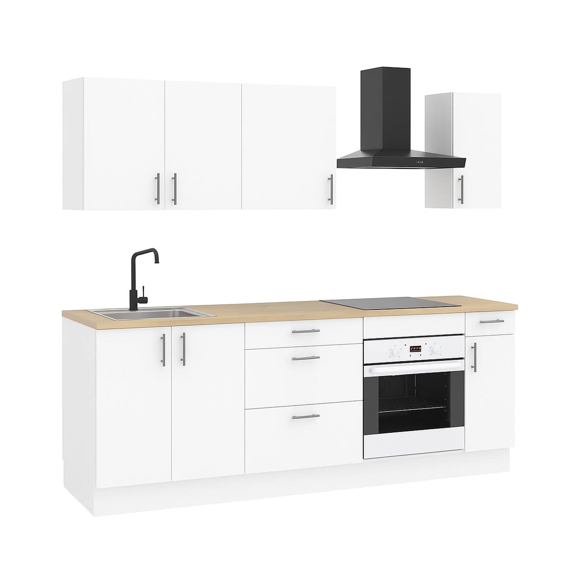 Cucina Bianco Marrone Rovere 4 Cassetti Modulabile, 7 Ripiani - Silphora
