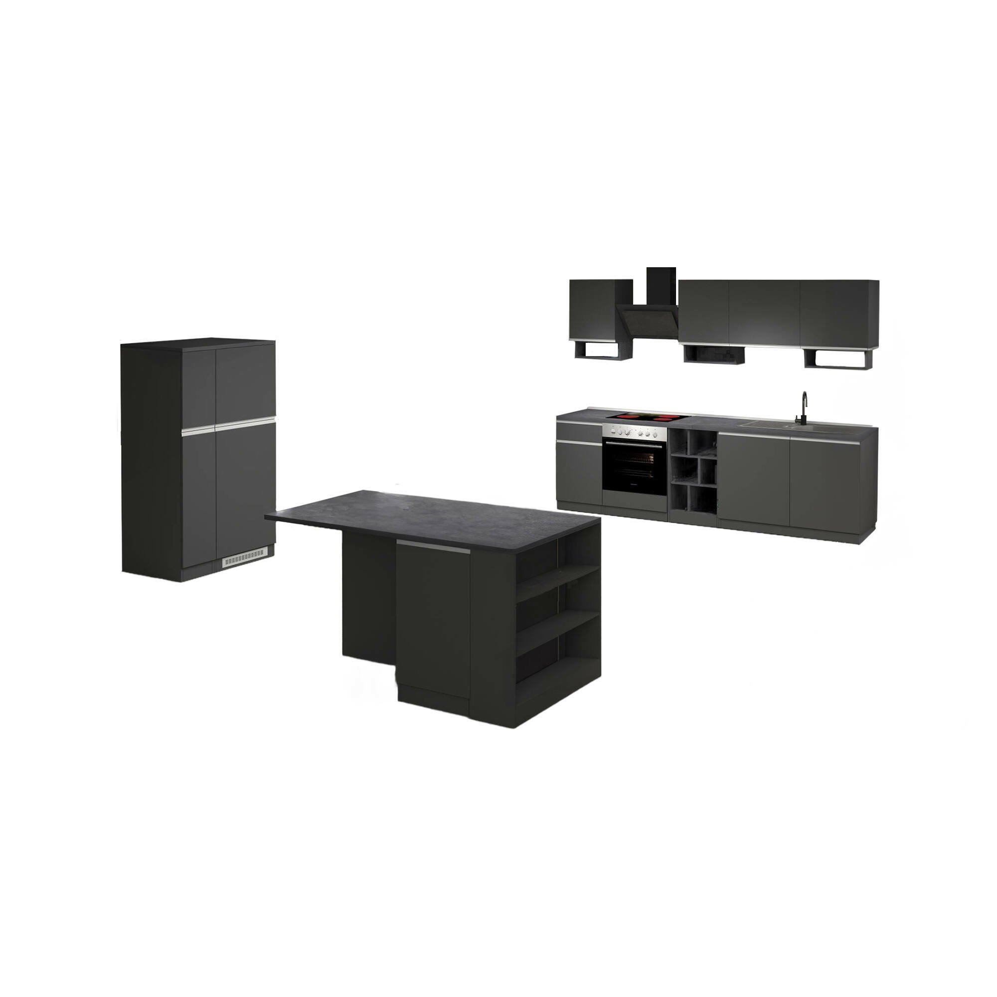 Cucina Grigio Ardesia Grigio Ardesia 31 Ripiani Modulabile, 3 Cassetti Made in Italy - Arlo