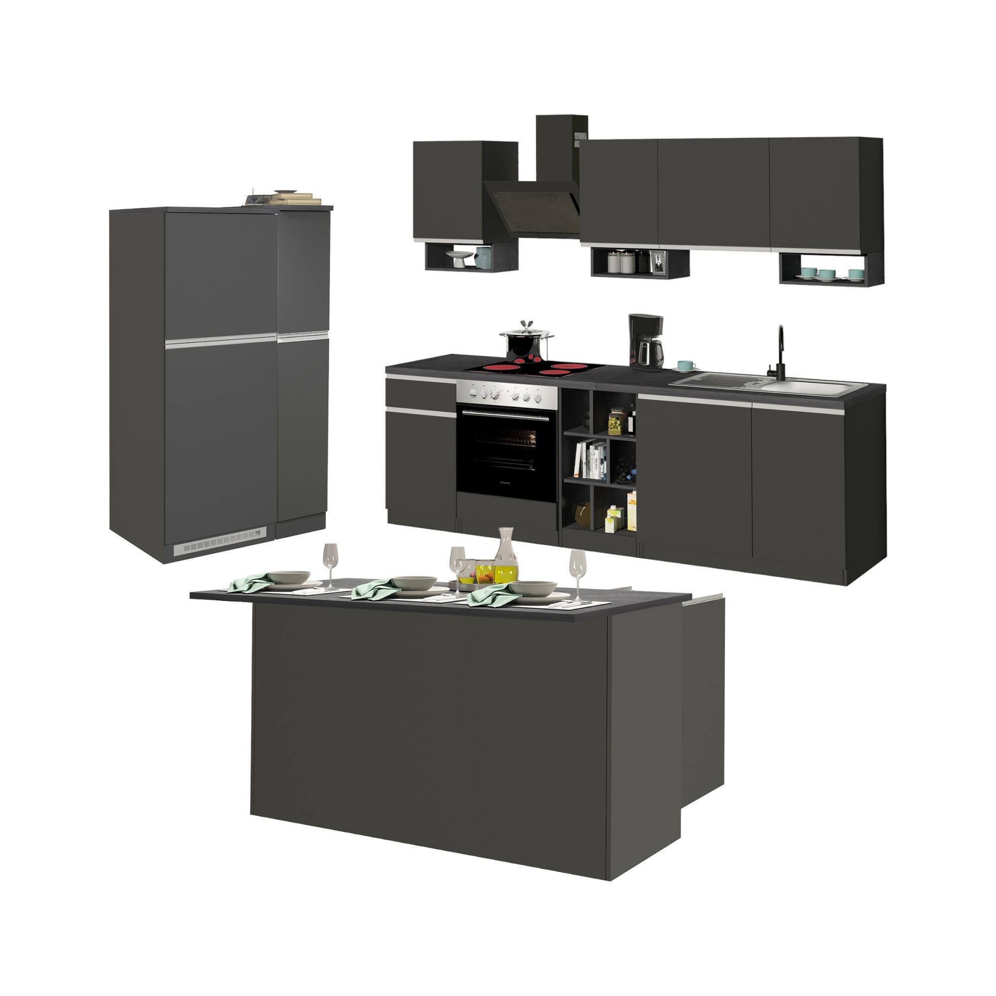 Cucina Grigio Ardesia Grigio Ardesia 31 Ripiani Modulabile, 3 Cassetti Made in Italy - Arlo