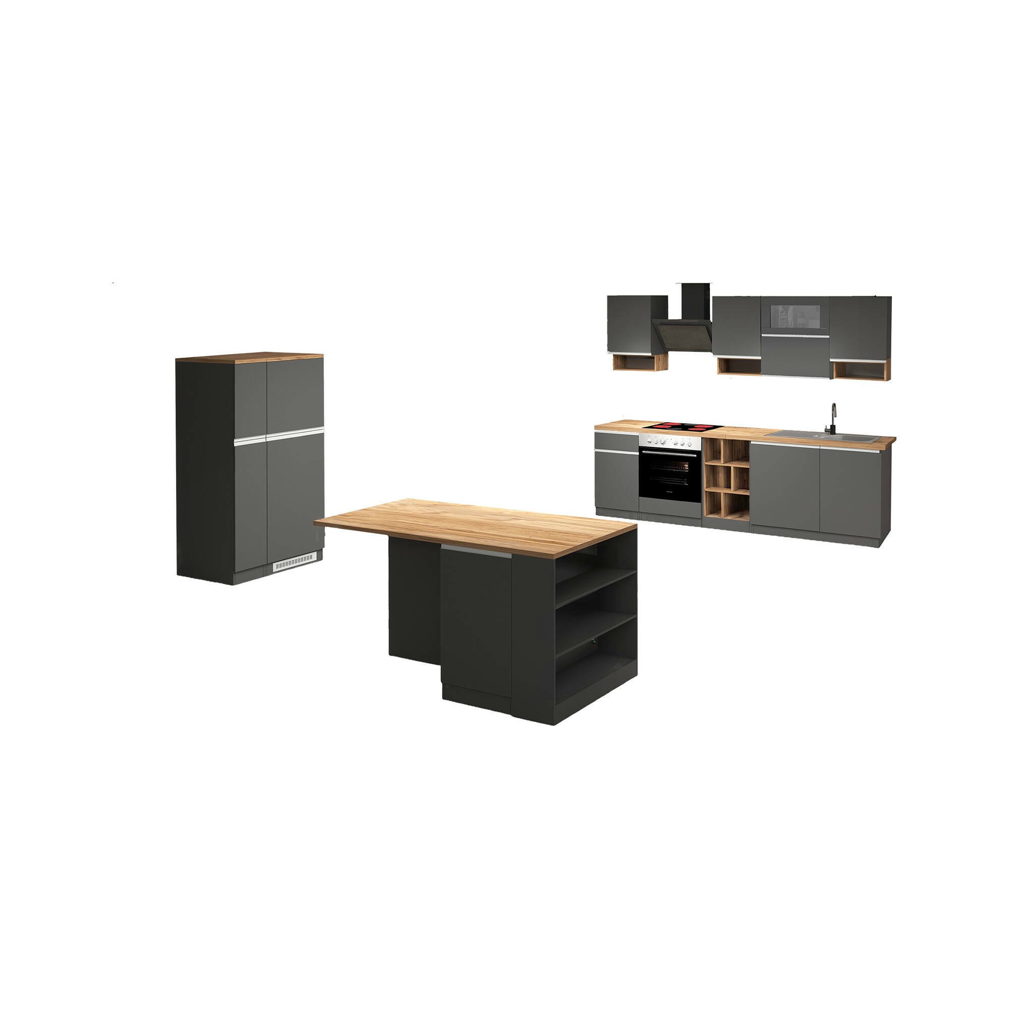 Cucina Grigio Ardesia Marrone Rovere 31 Ripiani Modulabile, 3 Cassetti Made in Italy - Appiah