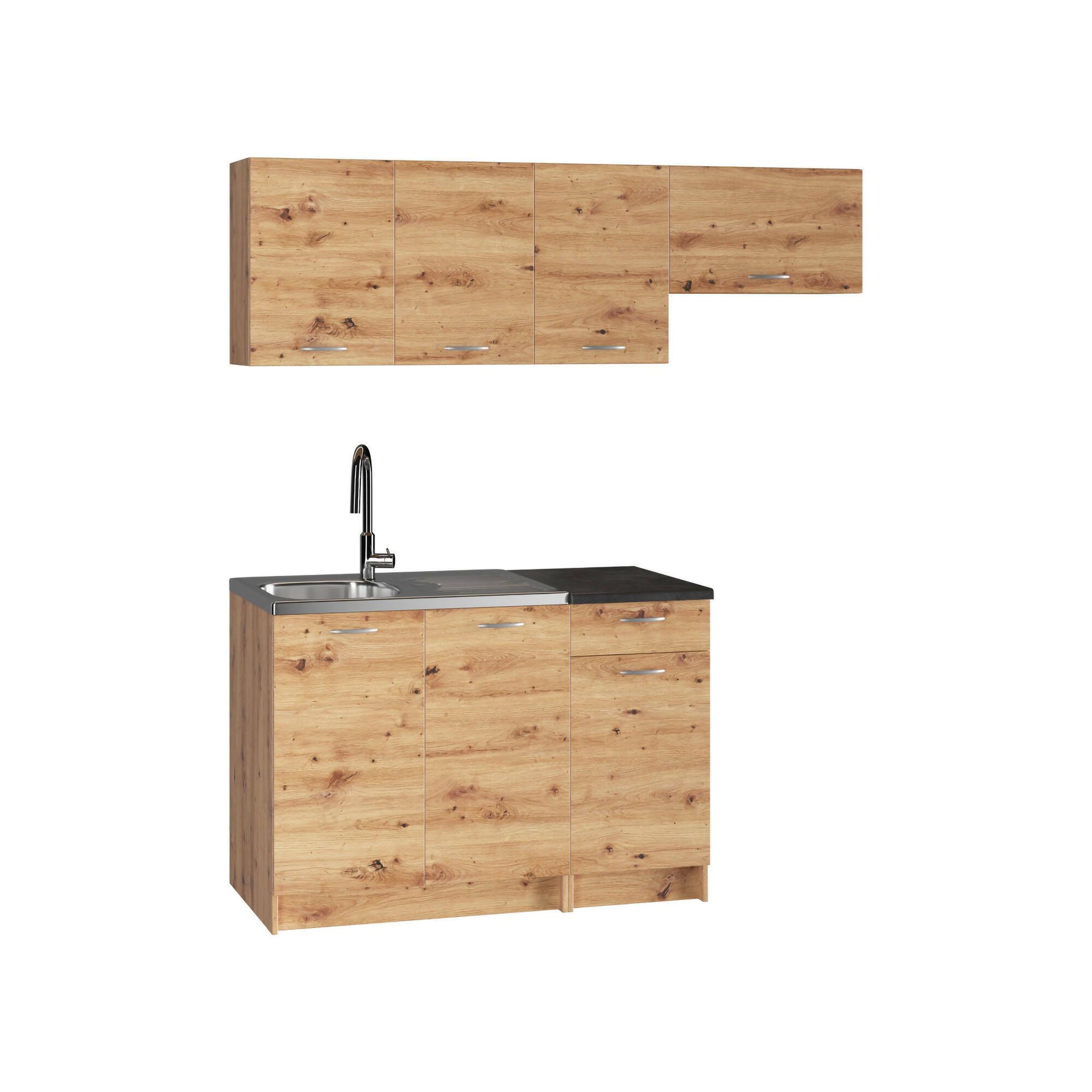 Cucina Marrone Rovere Nodi Modulabile un Cassetto, un Ripiano - Sora