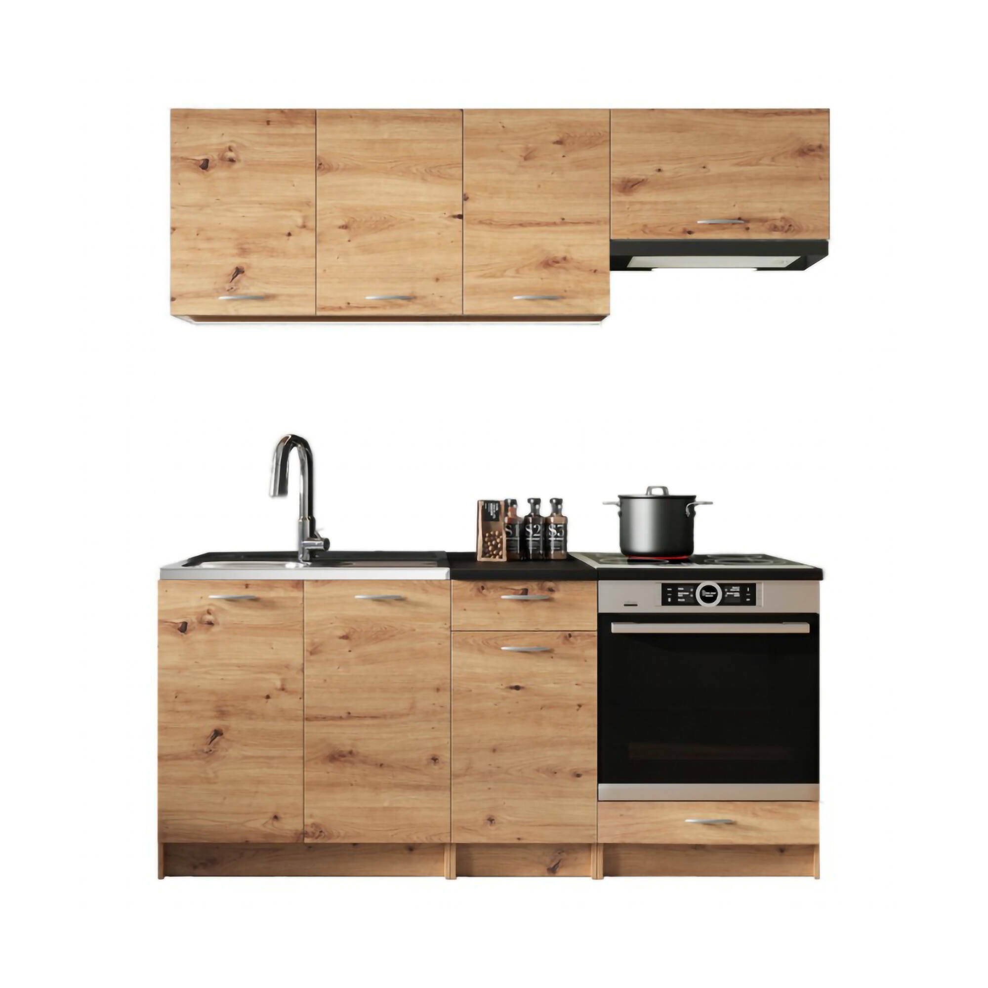 Cucina Marrone Rovere Nodi Modulabile un Cassetto, un Ripiano - Teano