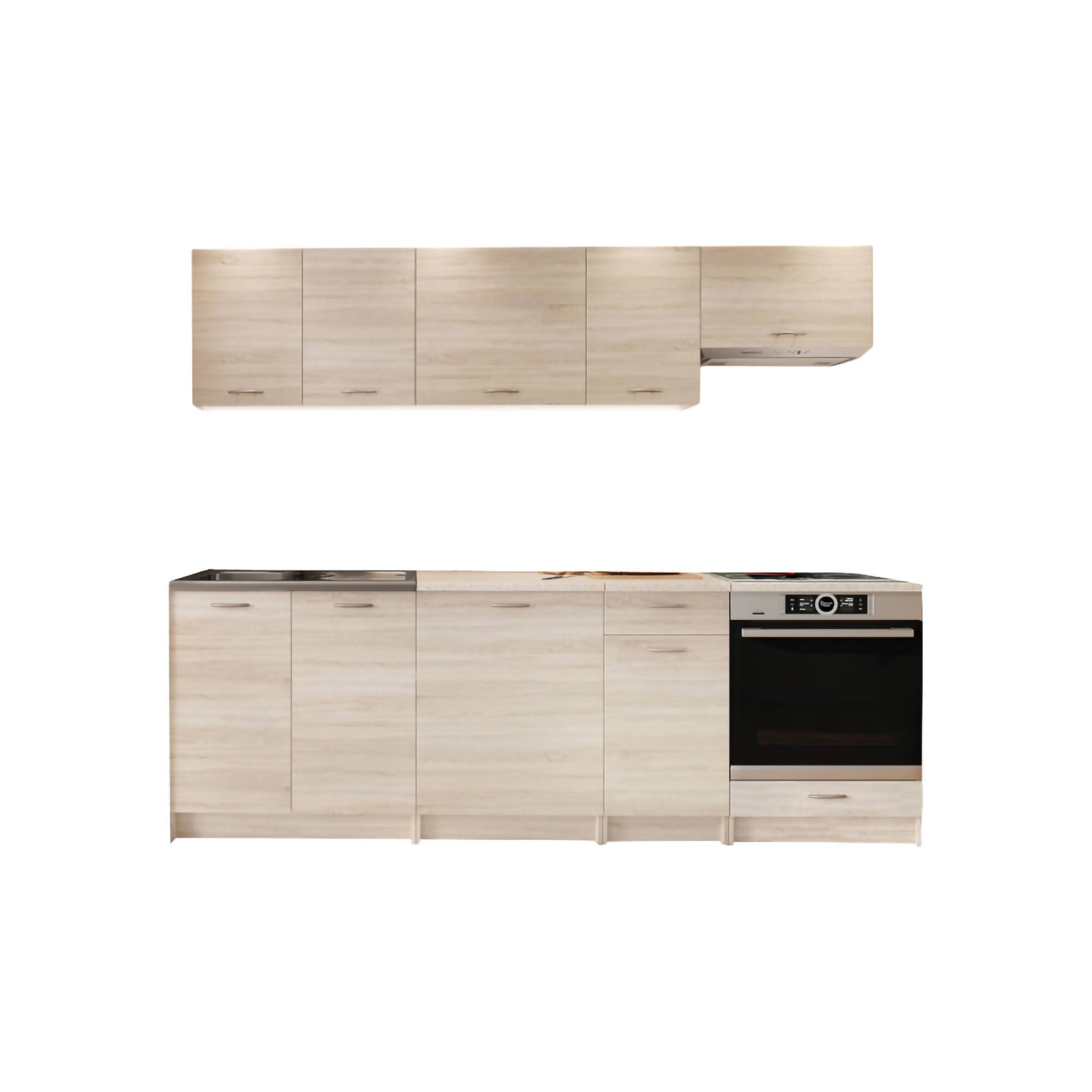 Cucina Marrone Rovere un Ripiano Modulabile, un Cassetto - Camerino