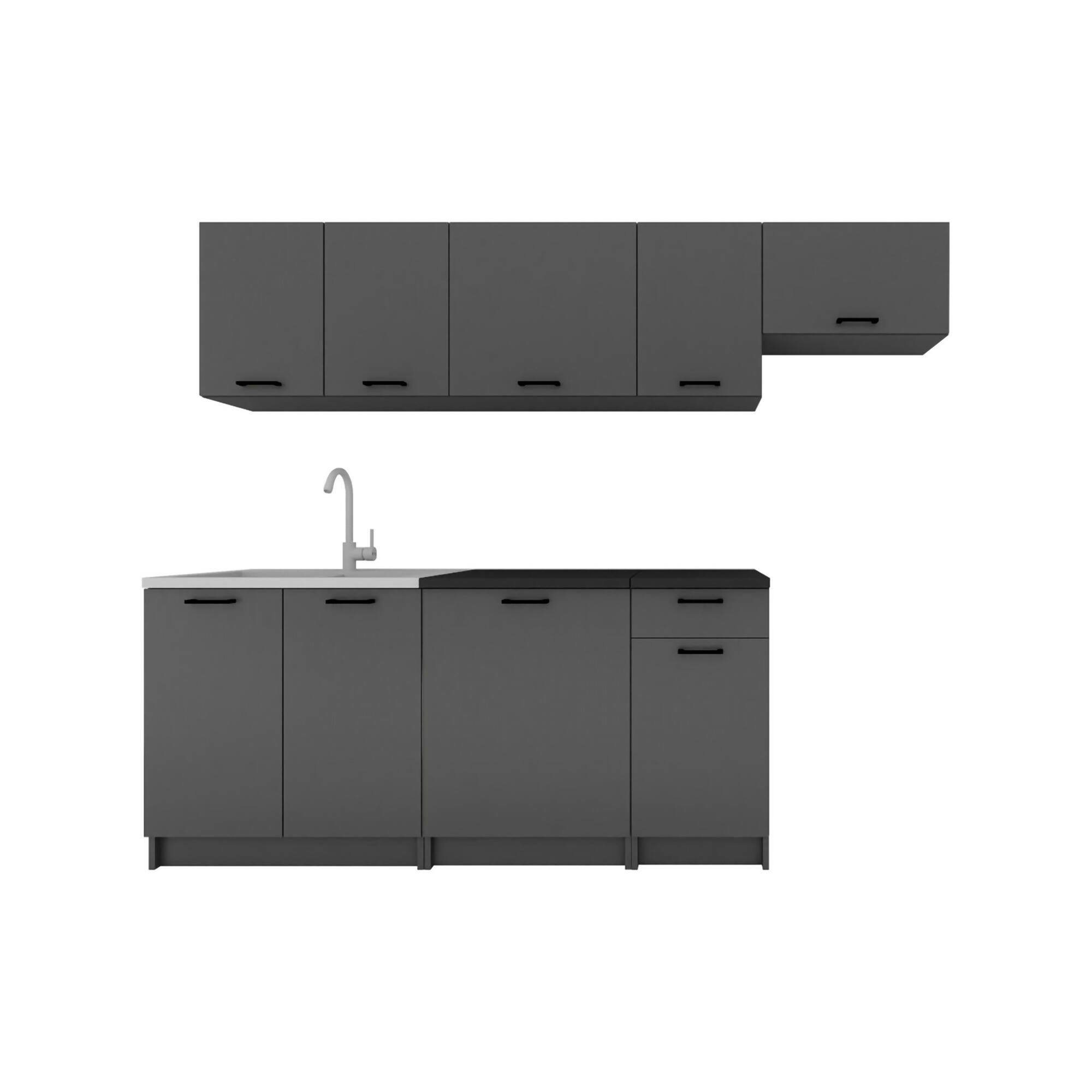 Cucina Nero Antracite Modulabile un Cassetto, un Ripiano - Rostas
