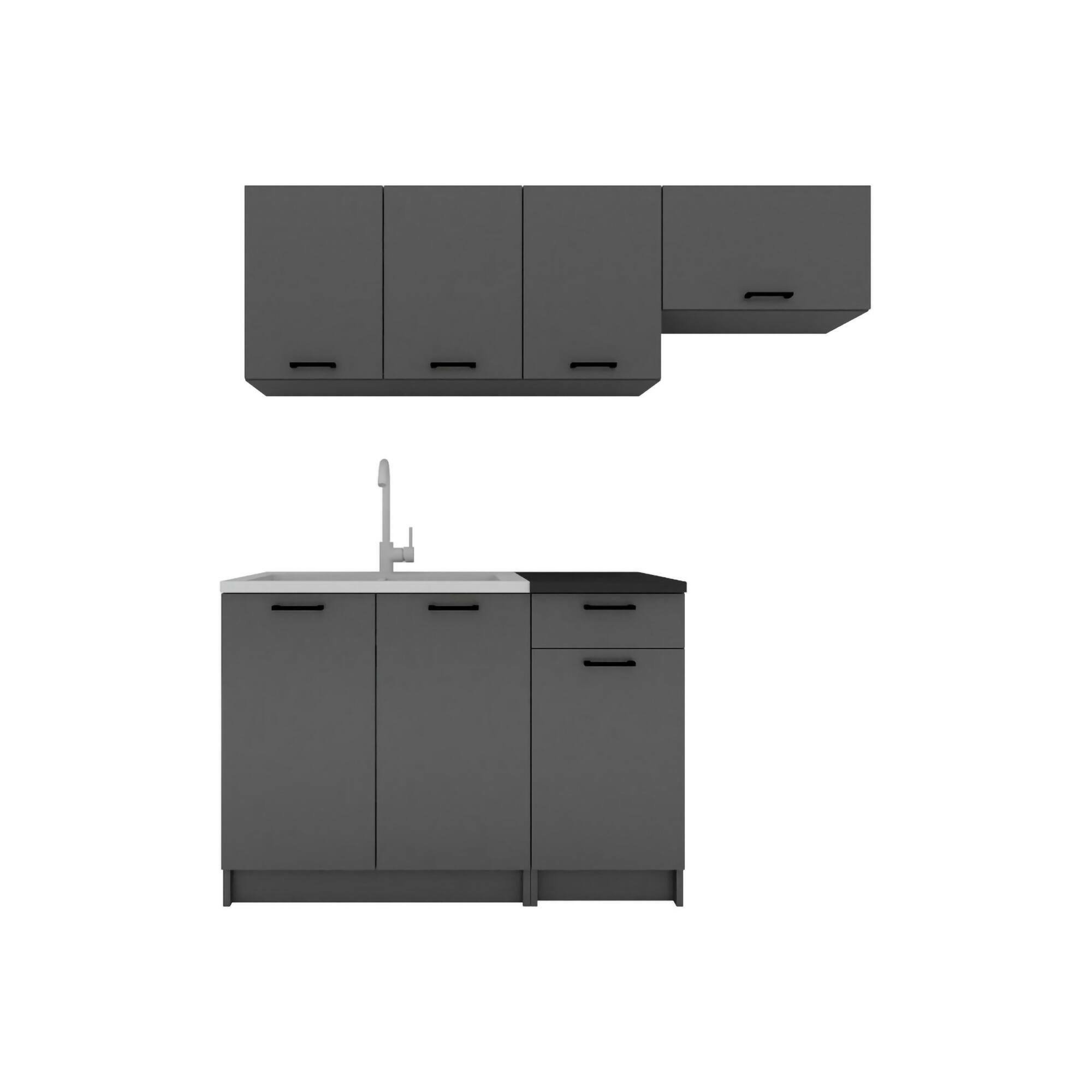 Cucina Nero Antracite un Ripiano Modulabile, un Cassetto - Cormone