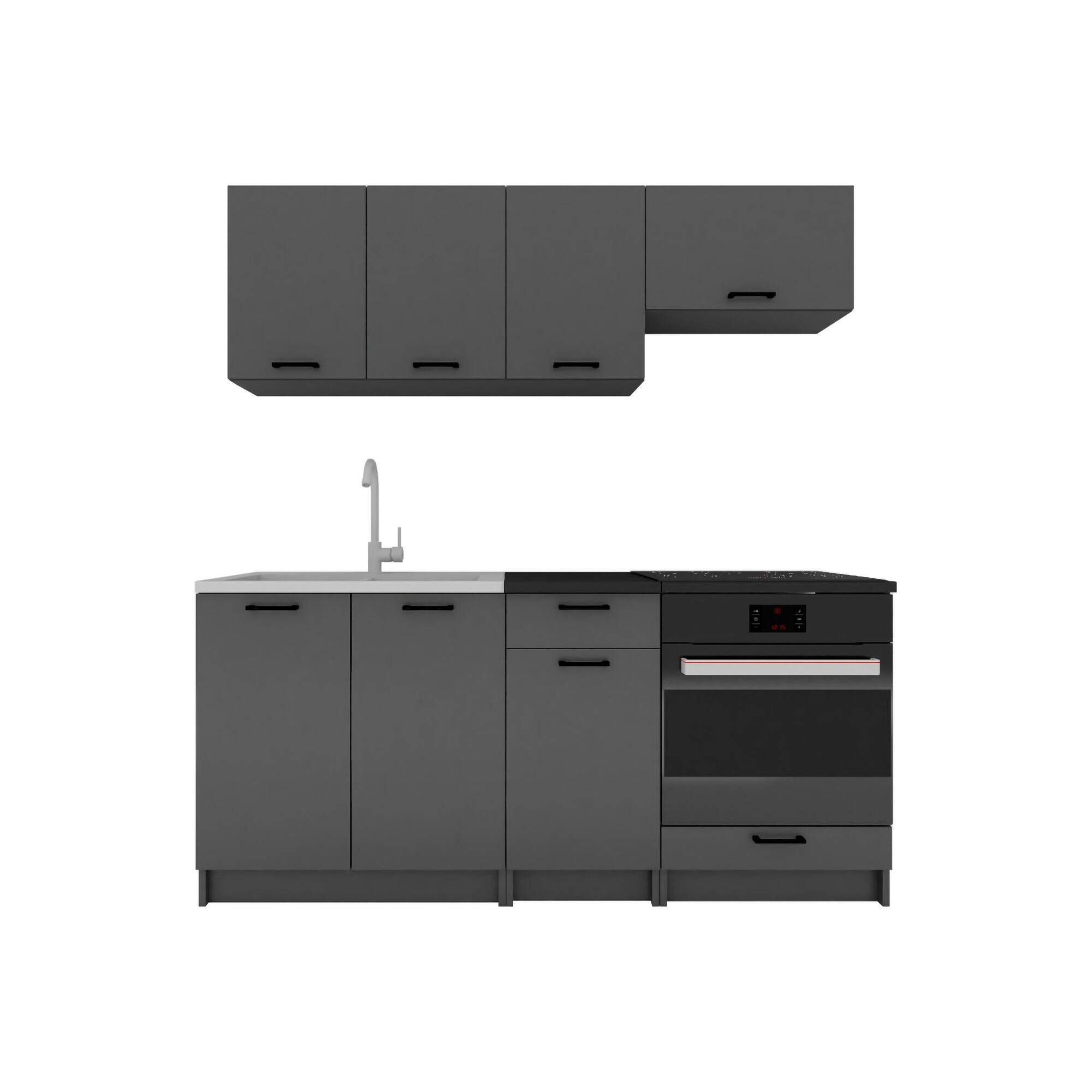 Cucina Nero Antracite un Ripiano Modulabile, un Cassetto - Covor