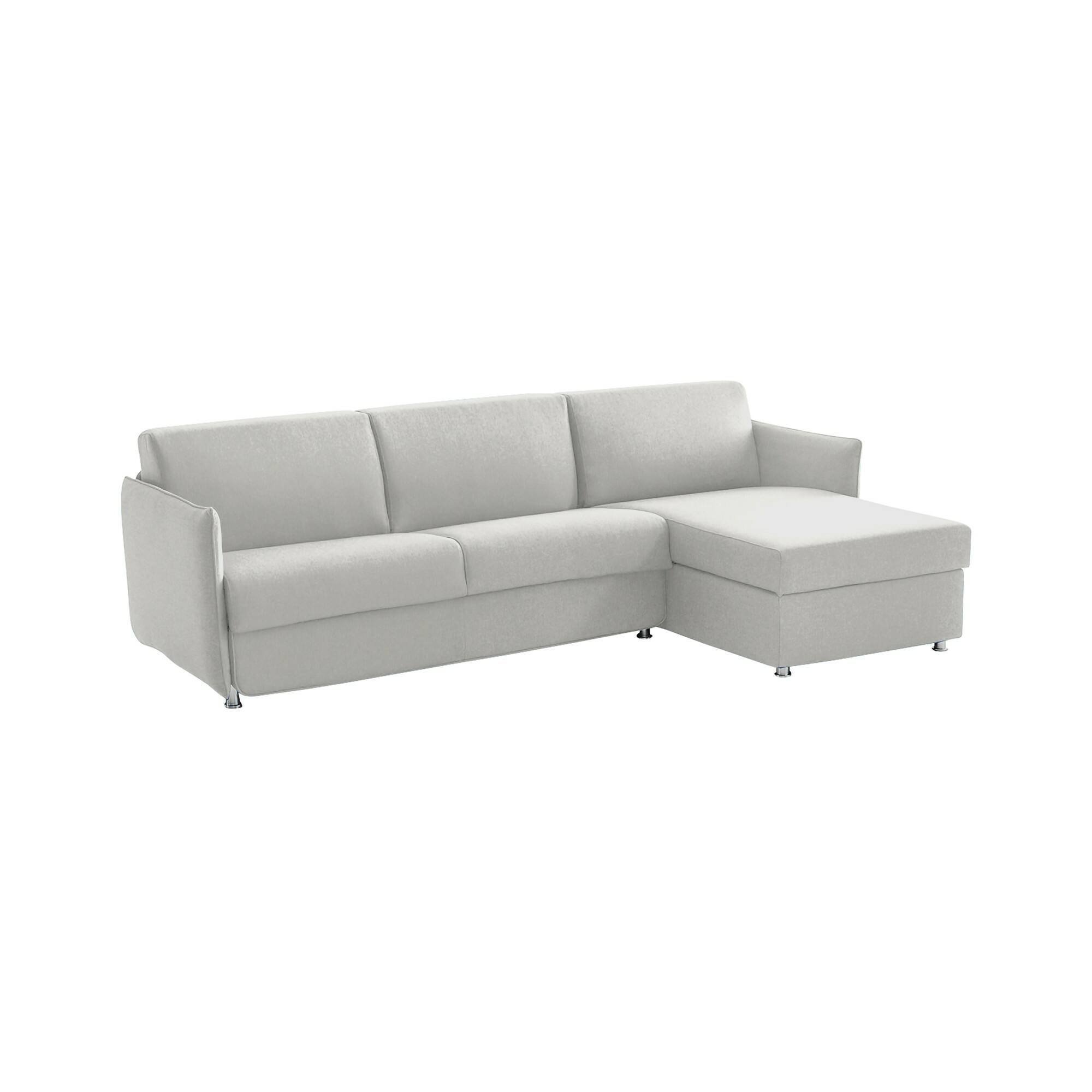 Divano Letto con Penisola Grigio Chiaro Sfoderabile Contenitore 260x160 cm, Idrorepellente Multiposizione Trasformabile in Letto Made in Italy