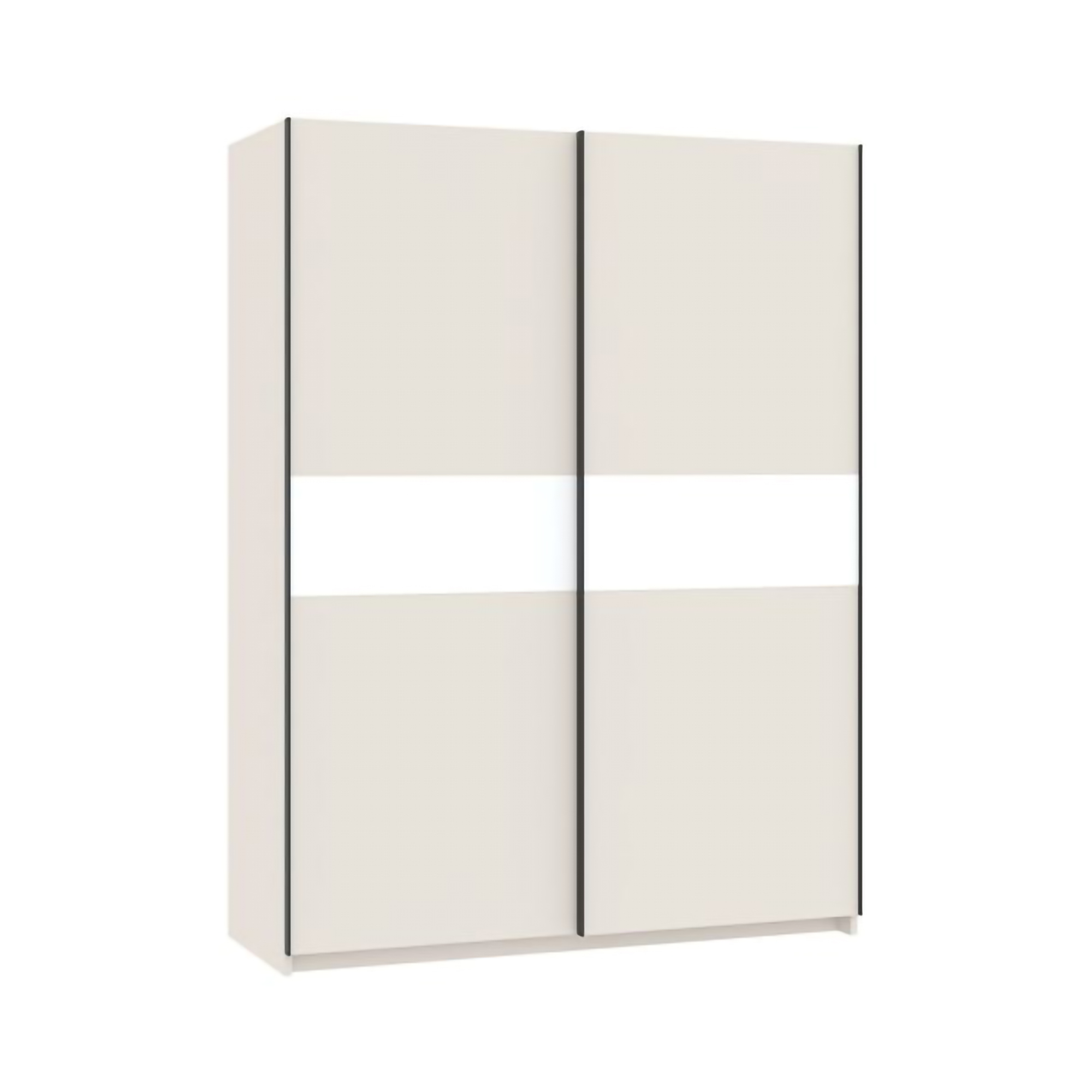 Guardaroba 2 Ante Beige Cashmere Bianco 2 Ripiani Appendiabiti 150x204h cm, 2 Ante - Manita